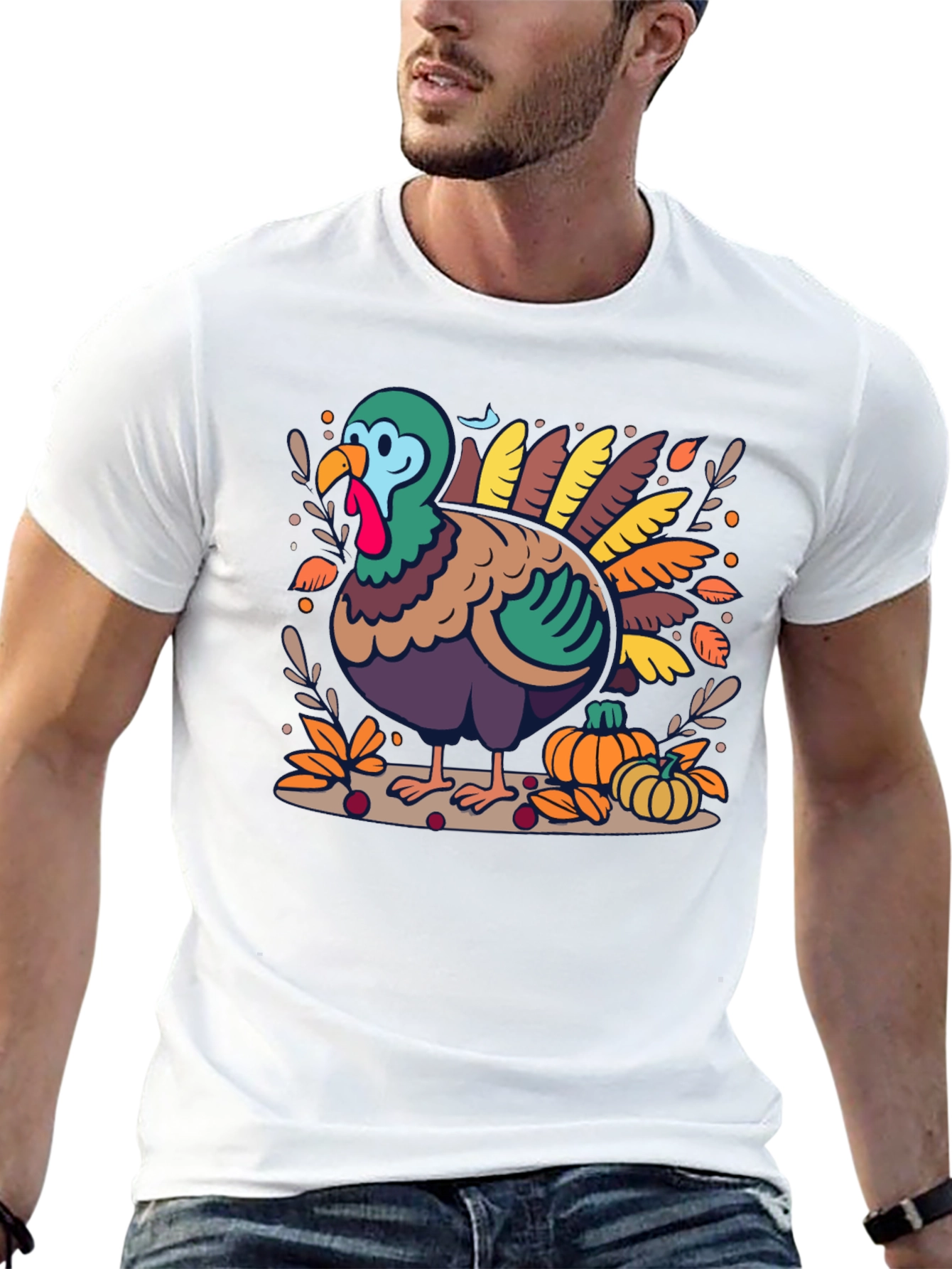 Thanksgiving Turkey Graphic Print T-Shirt