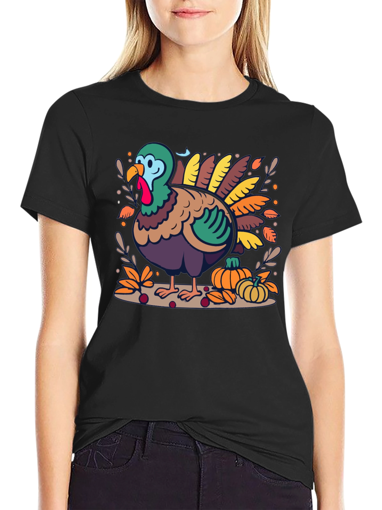Thanksgiving Turkey Graphic Print T-Shirt