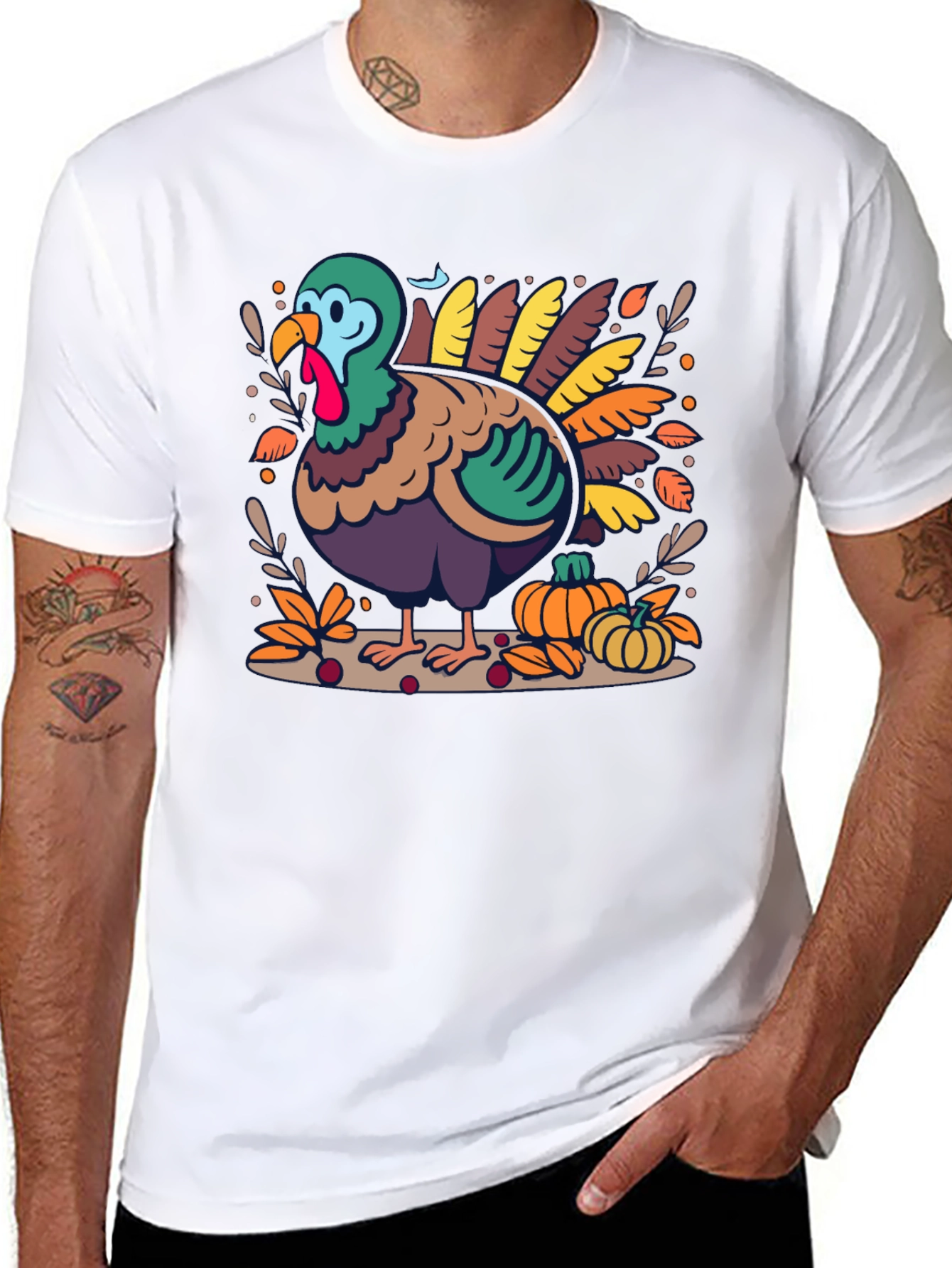 Thanksgiving Turkey Graphic Print T-Shirt