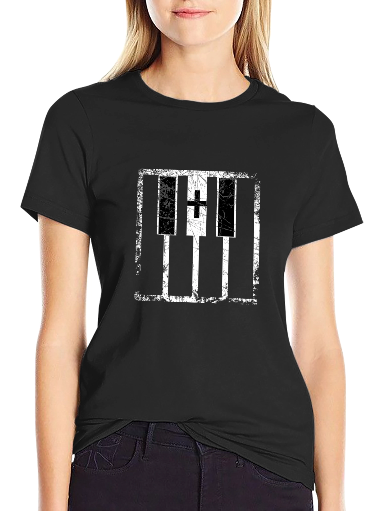 Grunge Piano Keyboard T-Shirt - Musical Style
