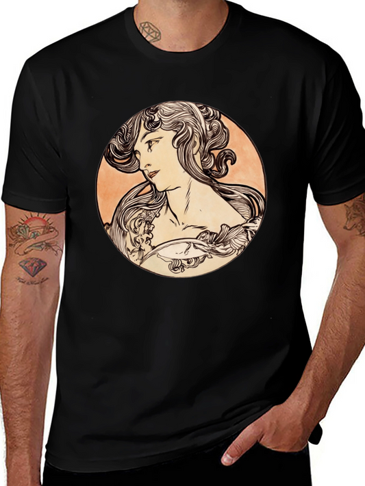 Art Nouveau Woman Black T-Shirt