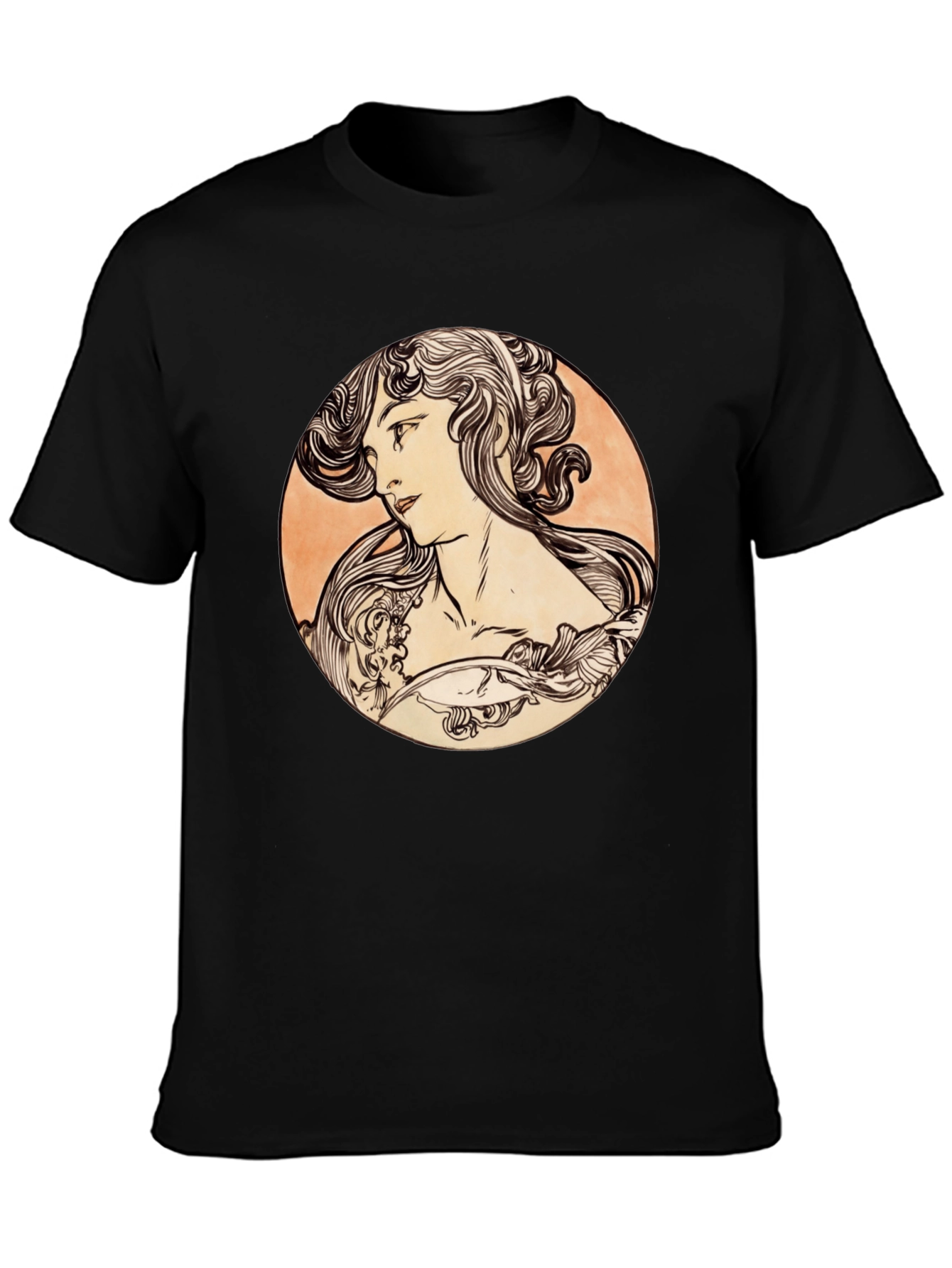 Art Nouveau Woman Black T-Shirt
