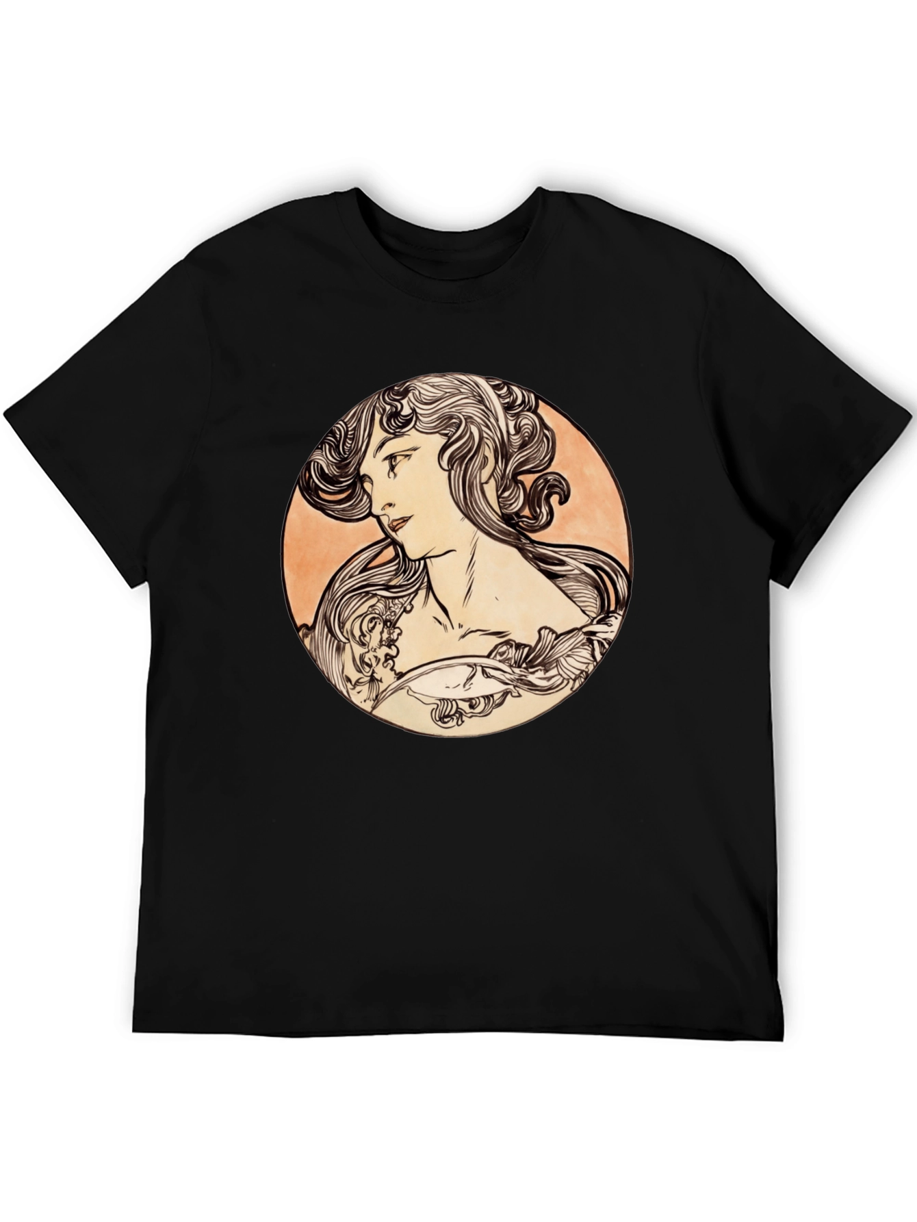 Art Nouveau Woman Black T-Shirt