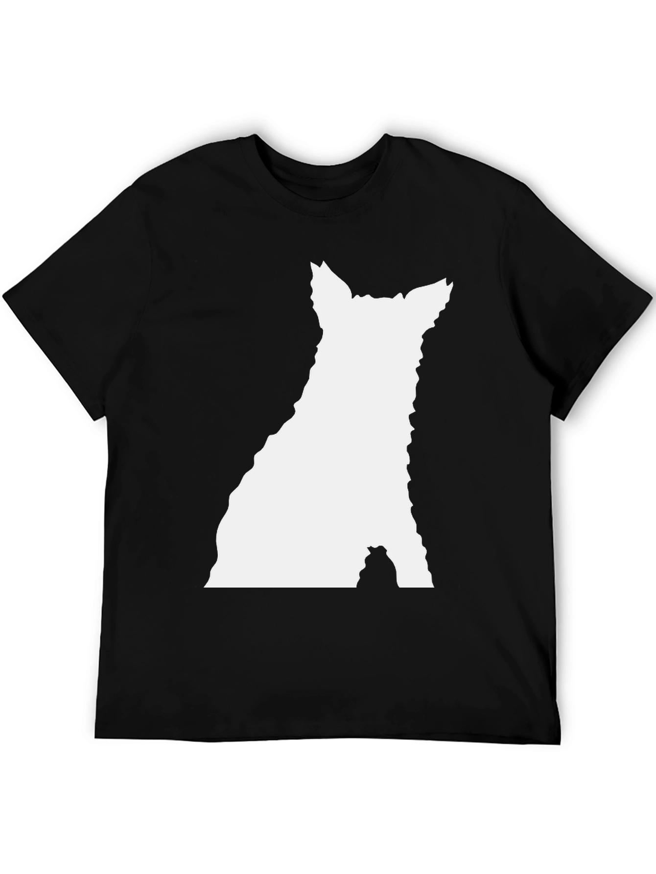 Modern Black T-Shirt with White Silhouette Graphic