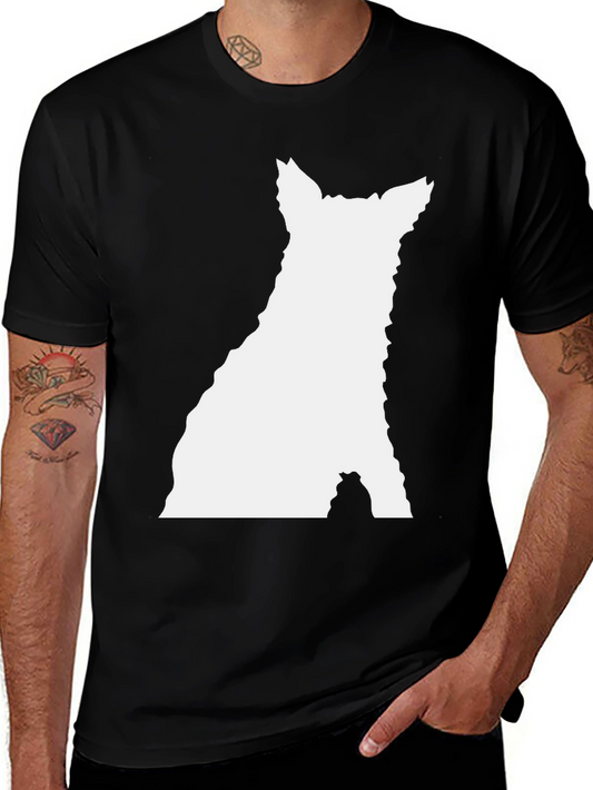 Modern Black T-Shirt with White Silhouette Graphic