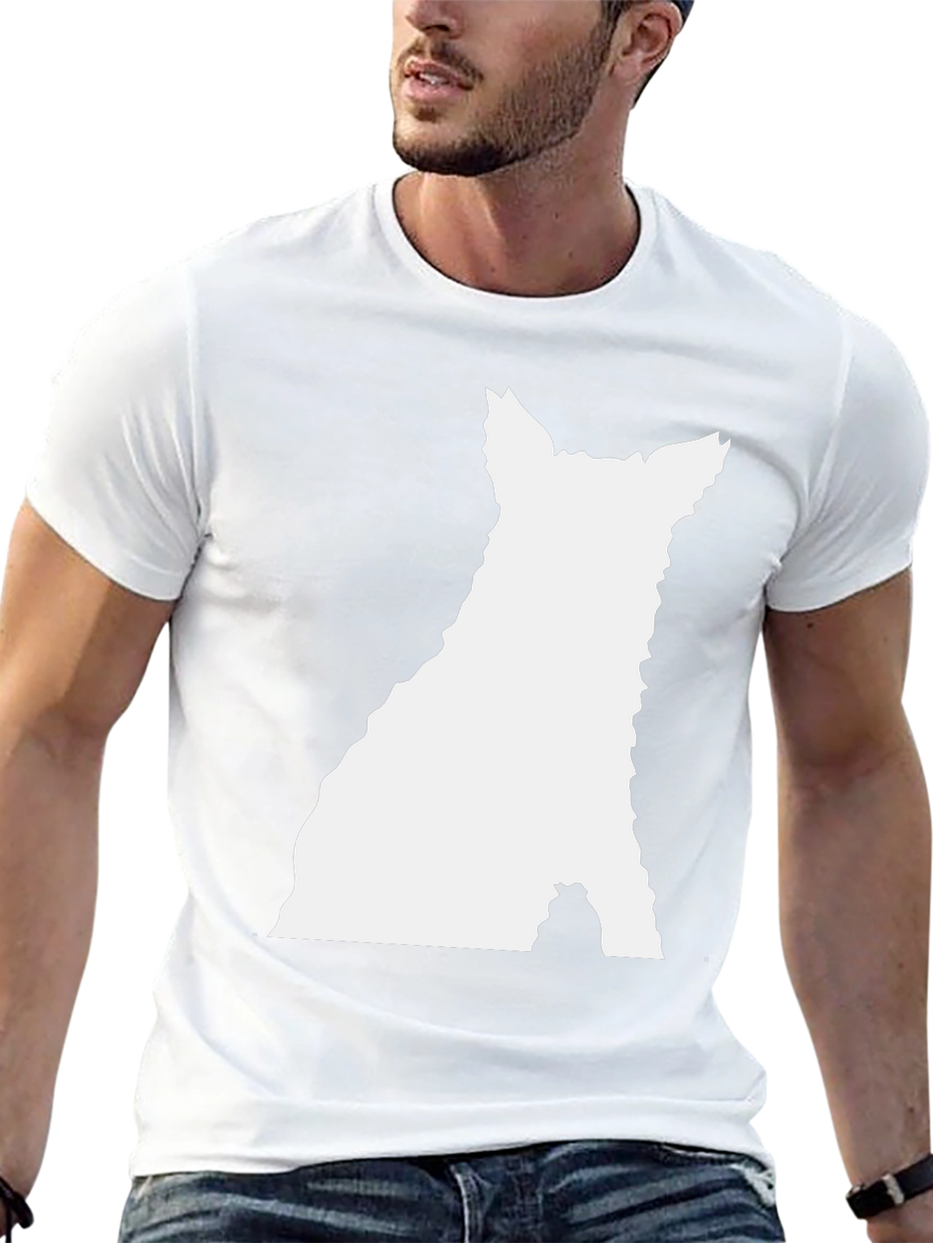 Modern Black T-Shirt with White Silhouette Graphic