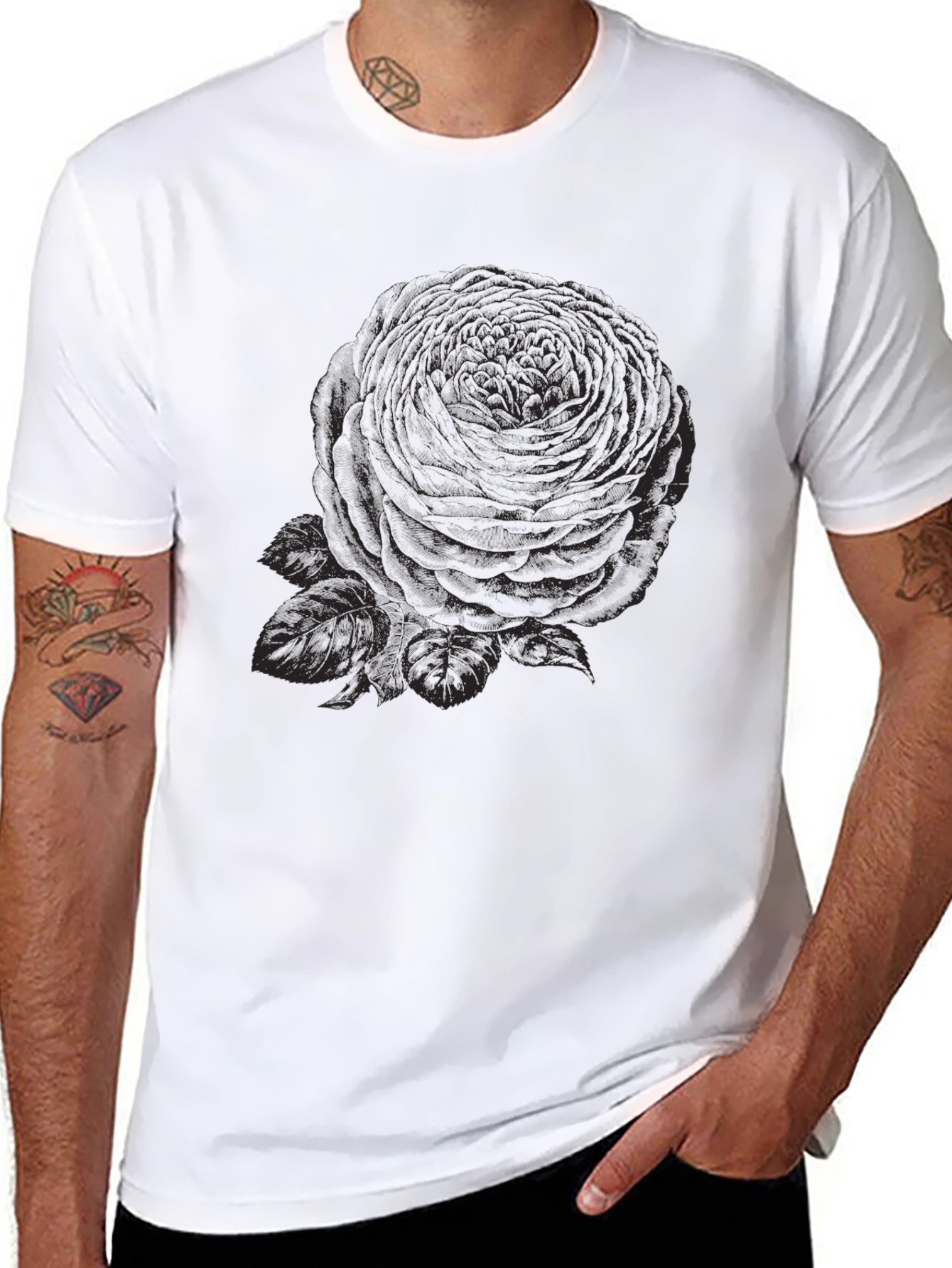 Black Rose Graphic Tee - Mens Casual Style