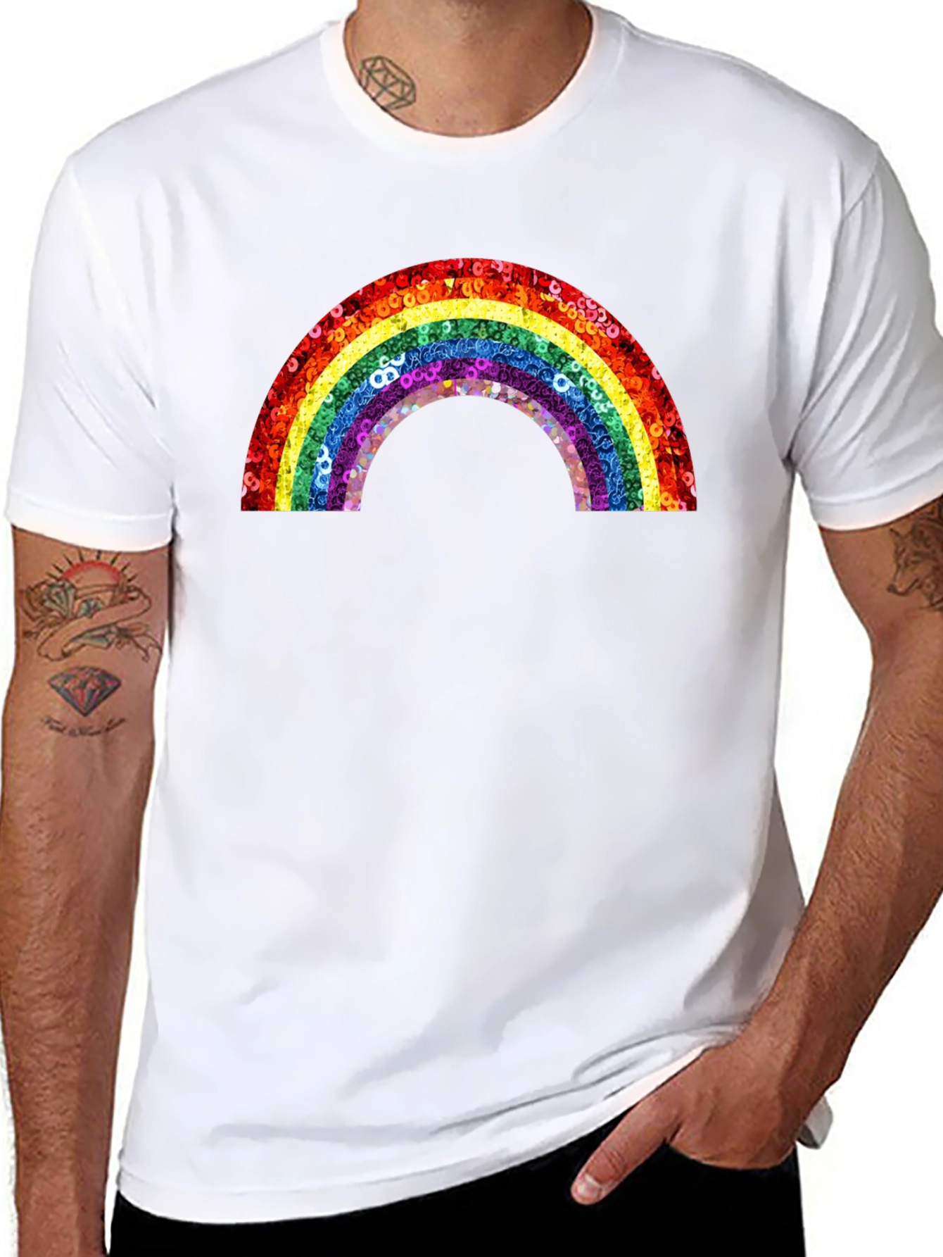 Rainbow Sequin Graphic Tee - Unisex