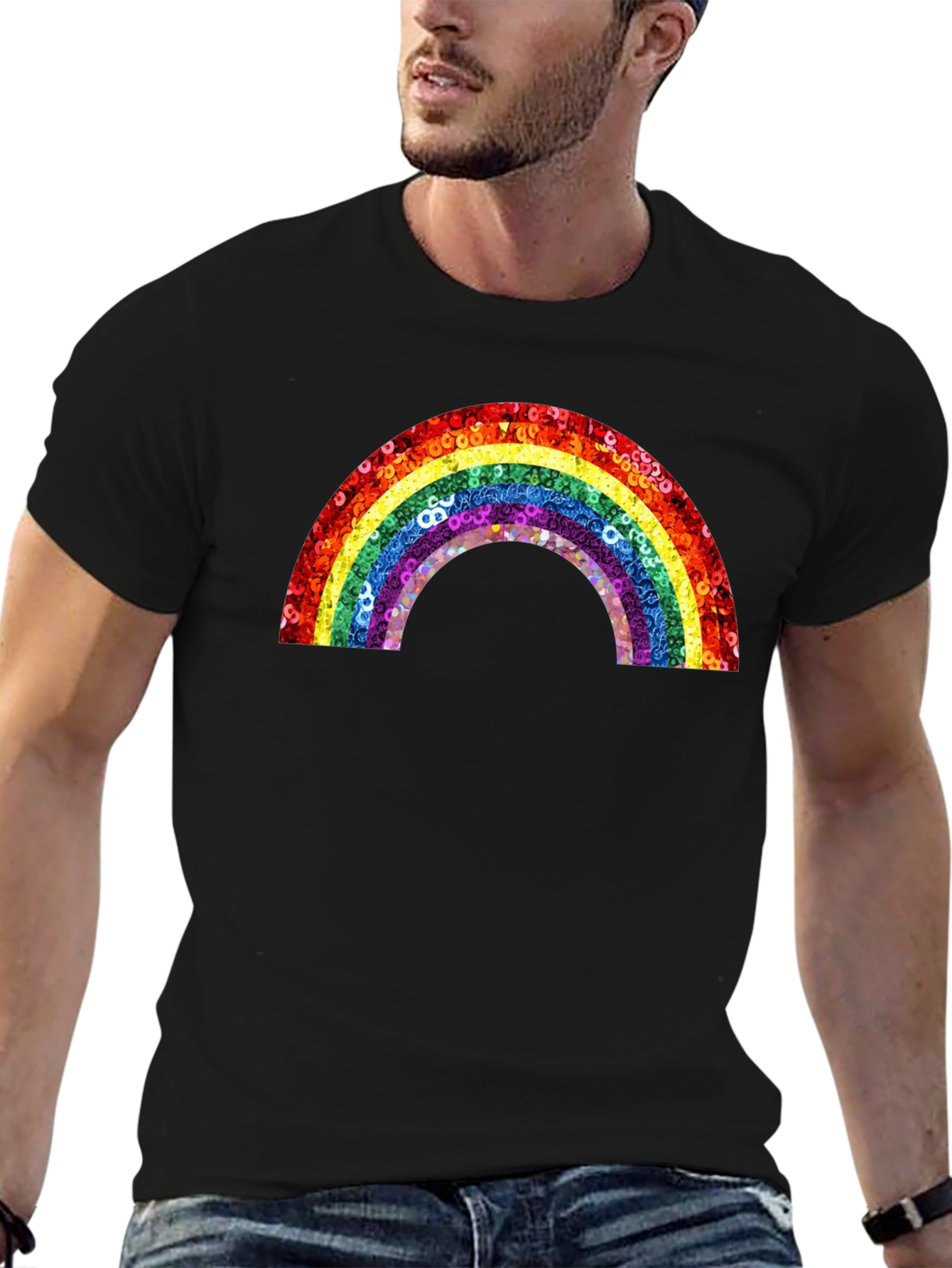 Rainbow Sequin Graphic Tee - Unisex