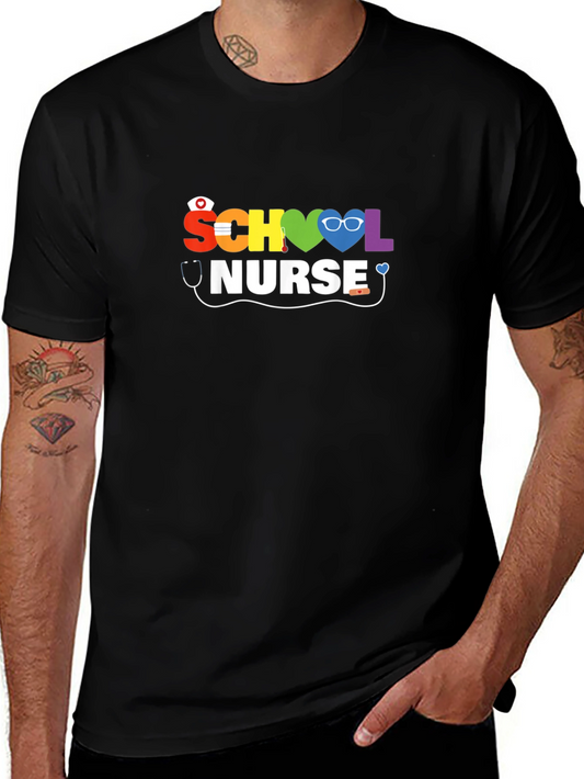 School Nurse Rainbow Graphic T-Shirt