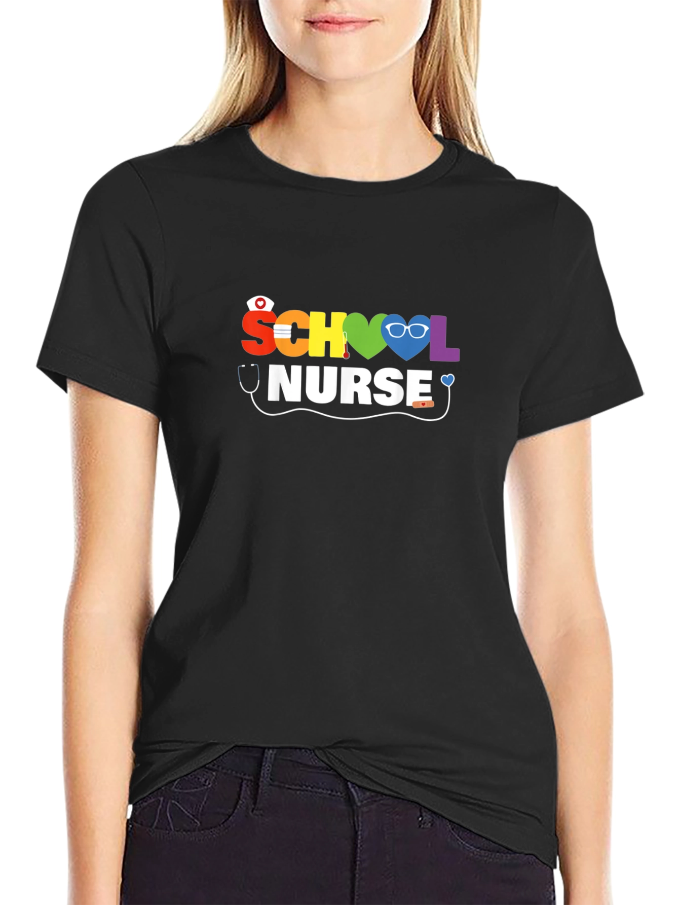 School Nurse Rainbow Graphic T-Shirt