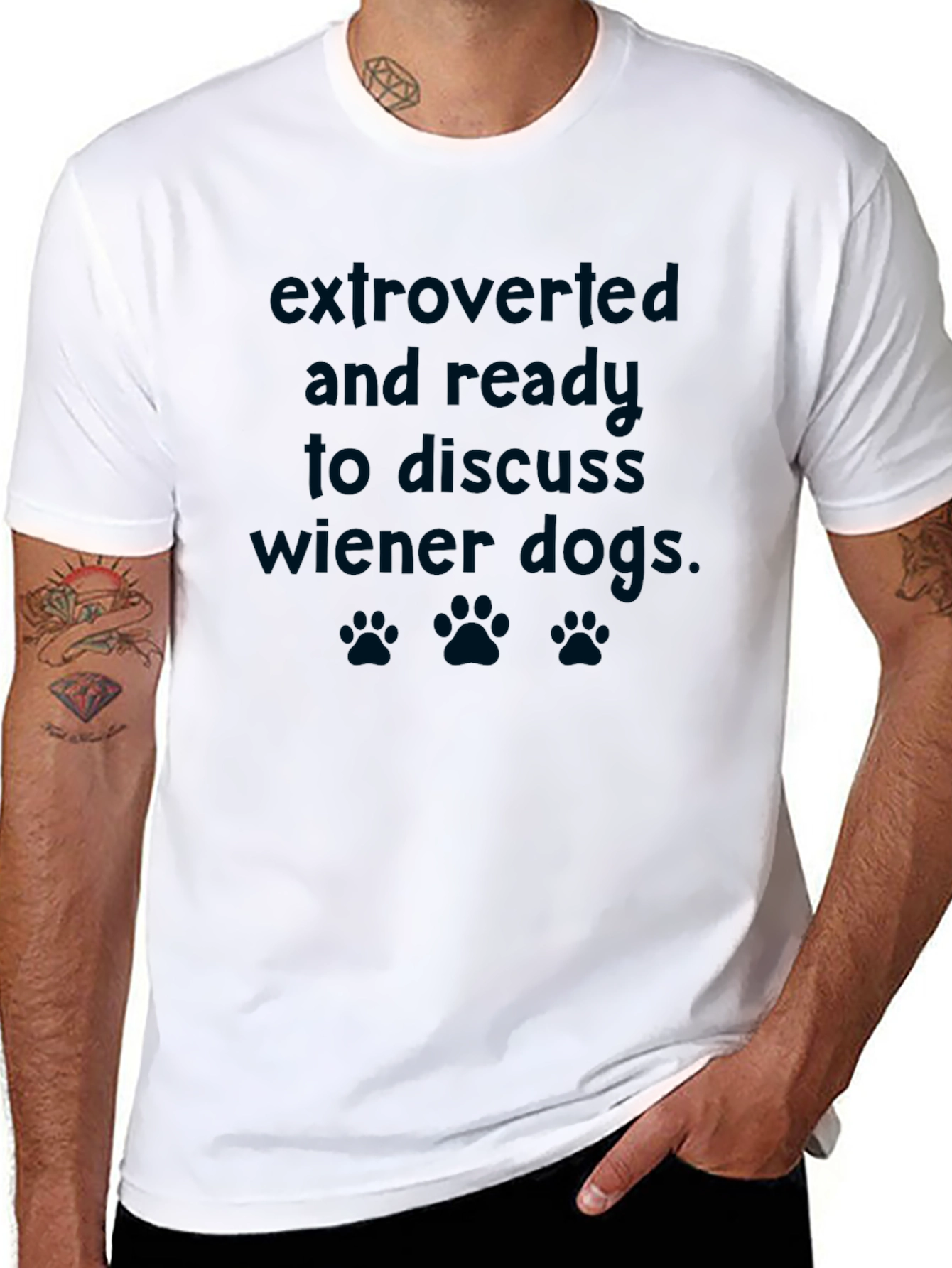 Extroverted Wiener Dog Graphic Tee - Novelty T-Shirt