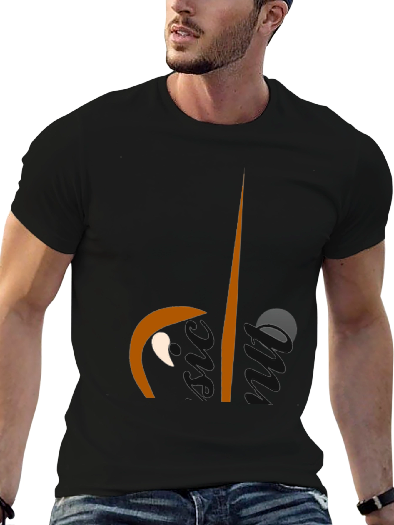 Abstract Face Graphic Black Tee