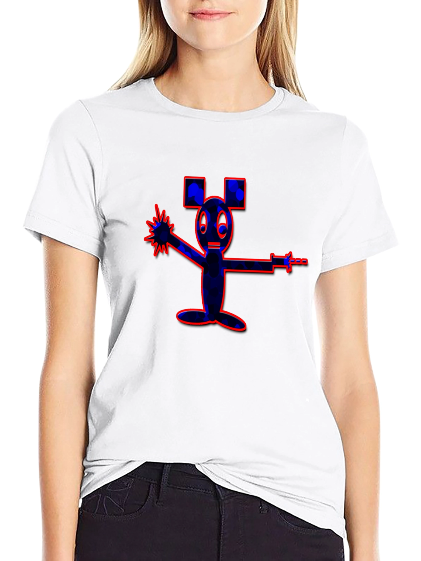 Unique Cartoon Graphic Black T-Shirt
