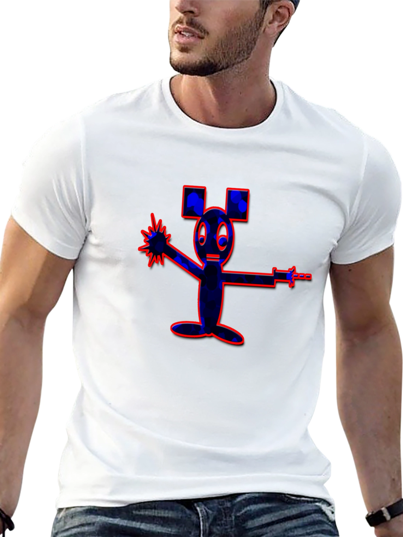Unique Cartoon Graphic Black T-Shirt