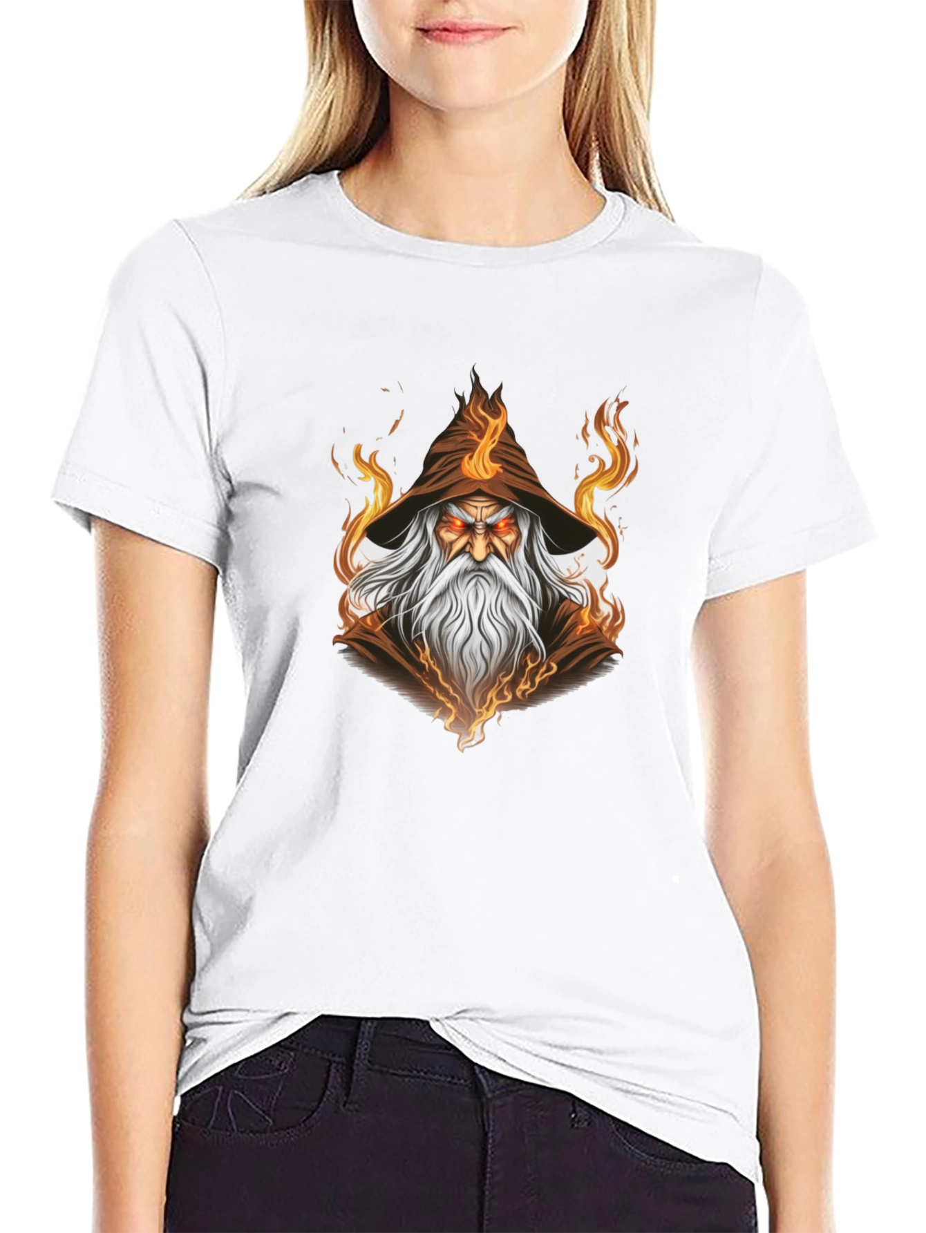 Wizard Graphic Tee - Mystical Flame Design
