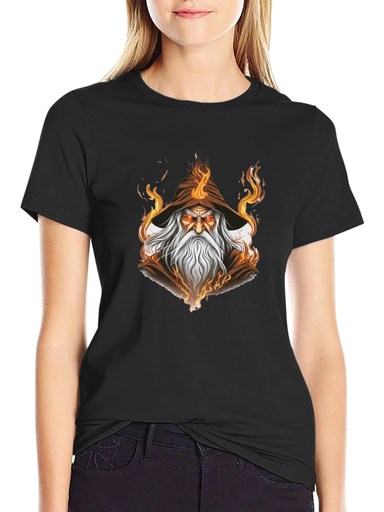 Wizard Graphic Tee - Mystical Flame Design