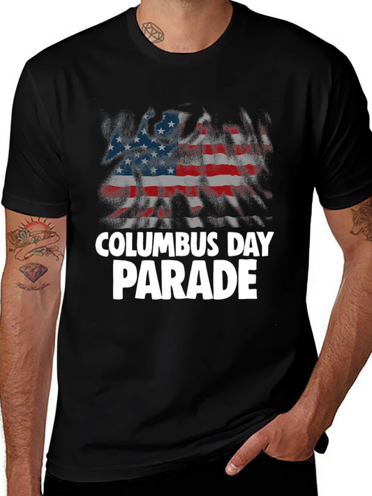 Columbus Day Parade Tee - Patriotic American Flag T-Shirt