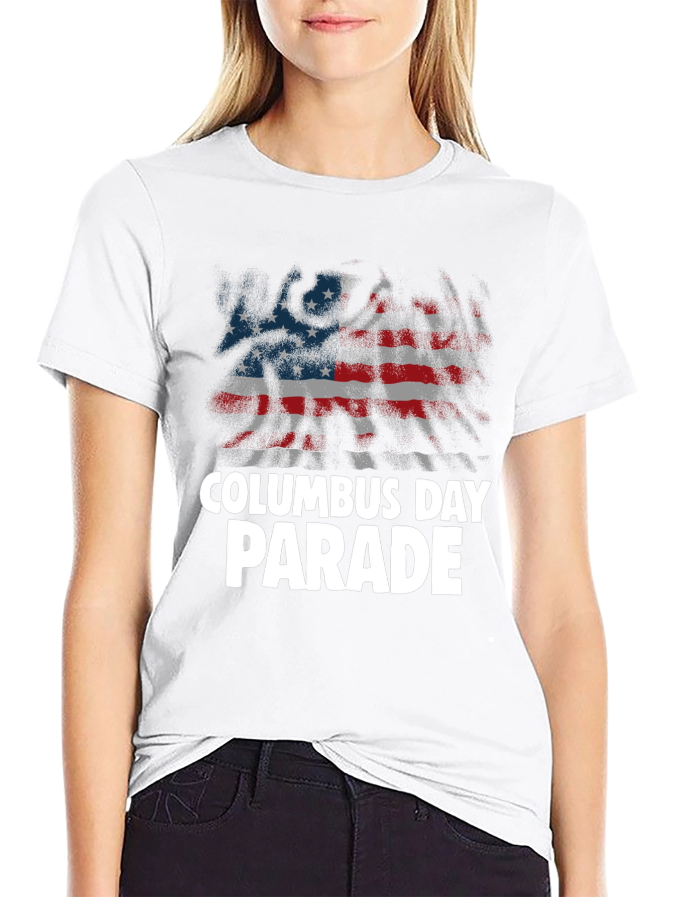 Columbus Day Parade Tee - Patriotic American Flag T-Shirt