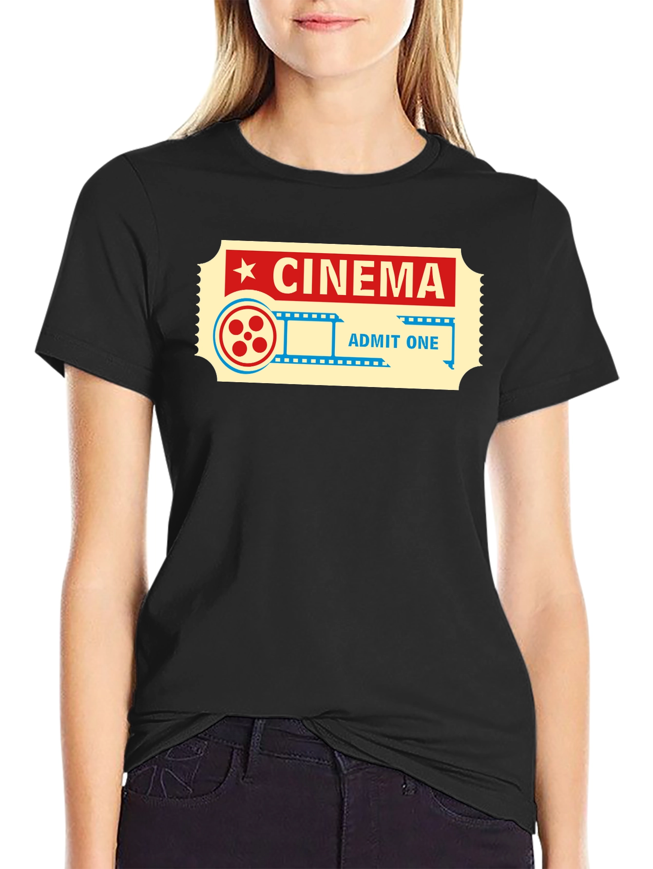 Cinema Ticket Graphic Tee - Retro Movie Lover Shirt