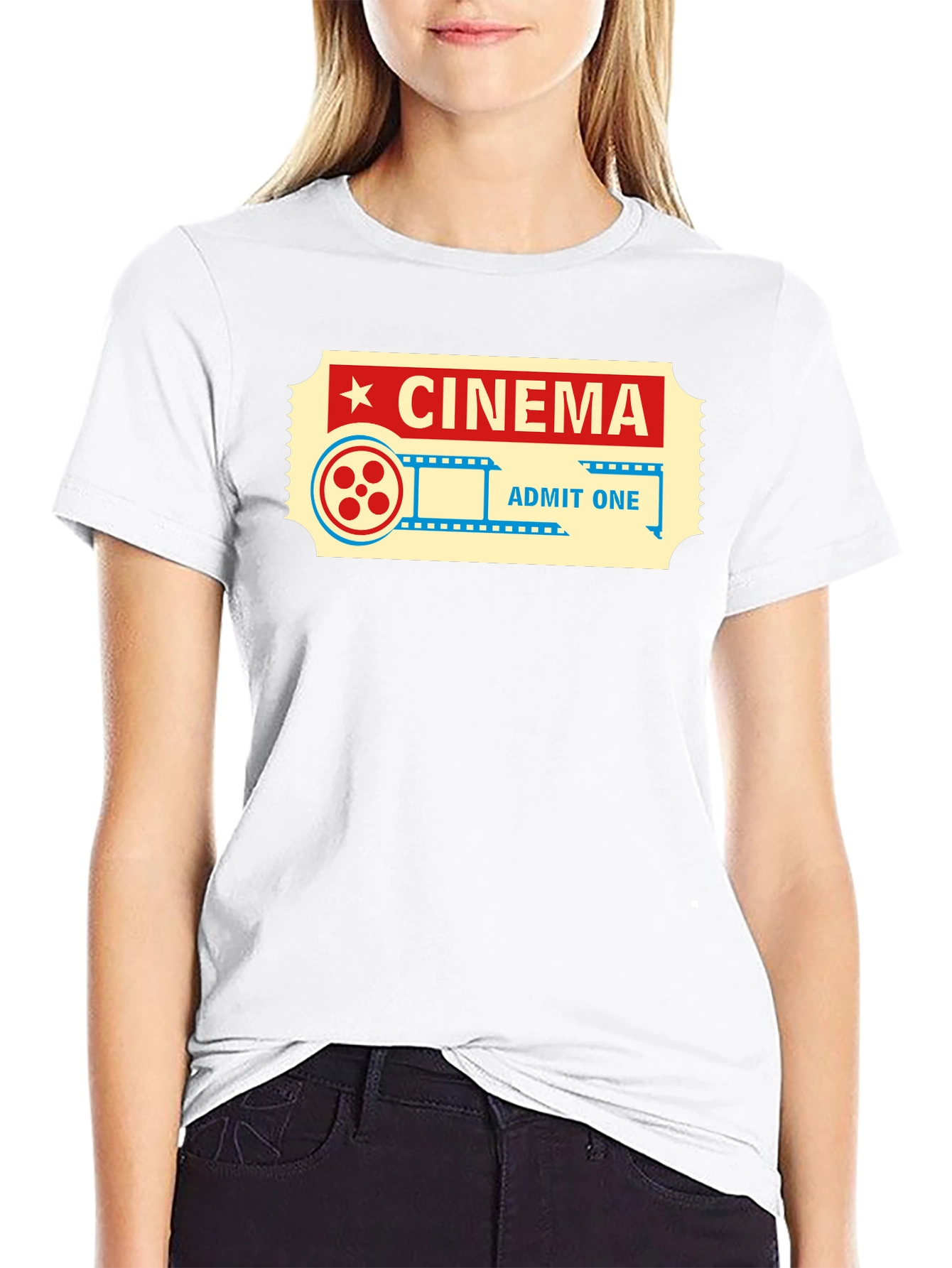 Cinema Ticket Graphic Tee - Retro Movie Lover Shirt