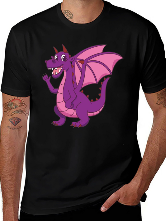 Dragon T-Shirt - Cartoon Purple Dragon Graphic Tee