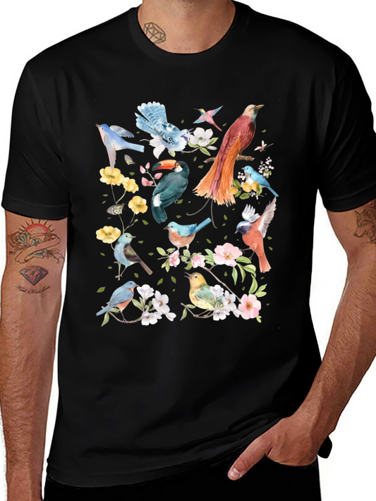 Floral Birds Graphic T-Shirt
