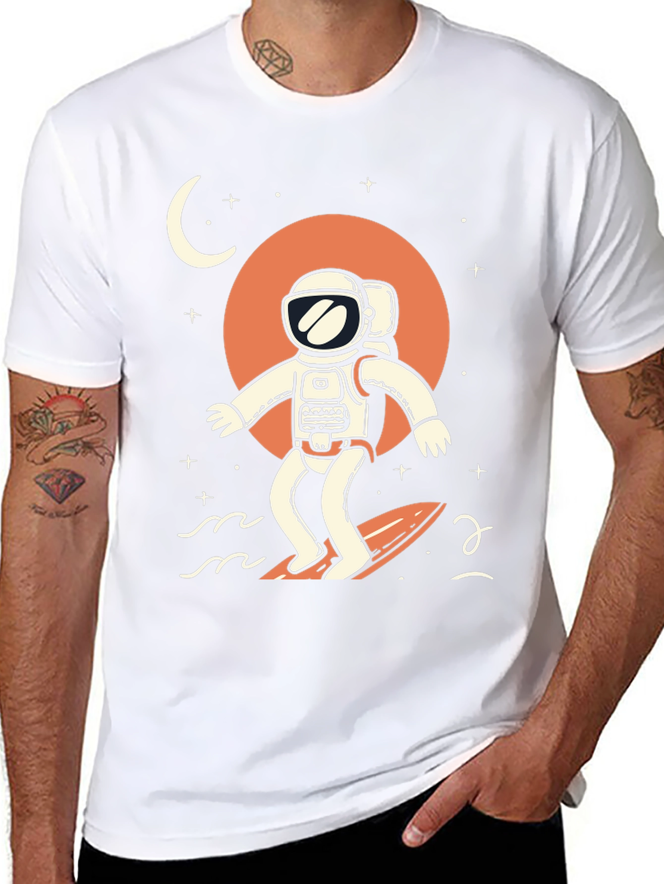 Surfing Astronaut Graphic T-Shirt
