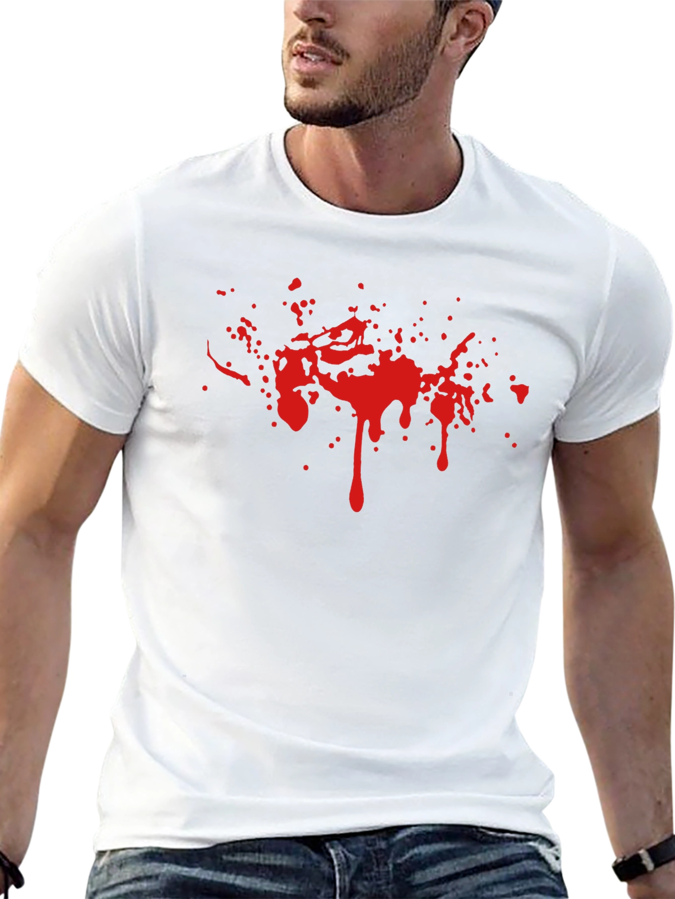 Red Splatter Graphic Black Tee