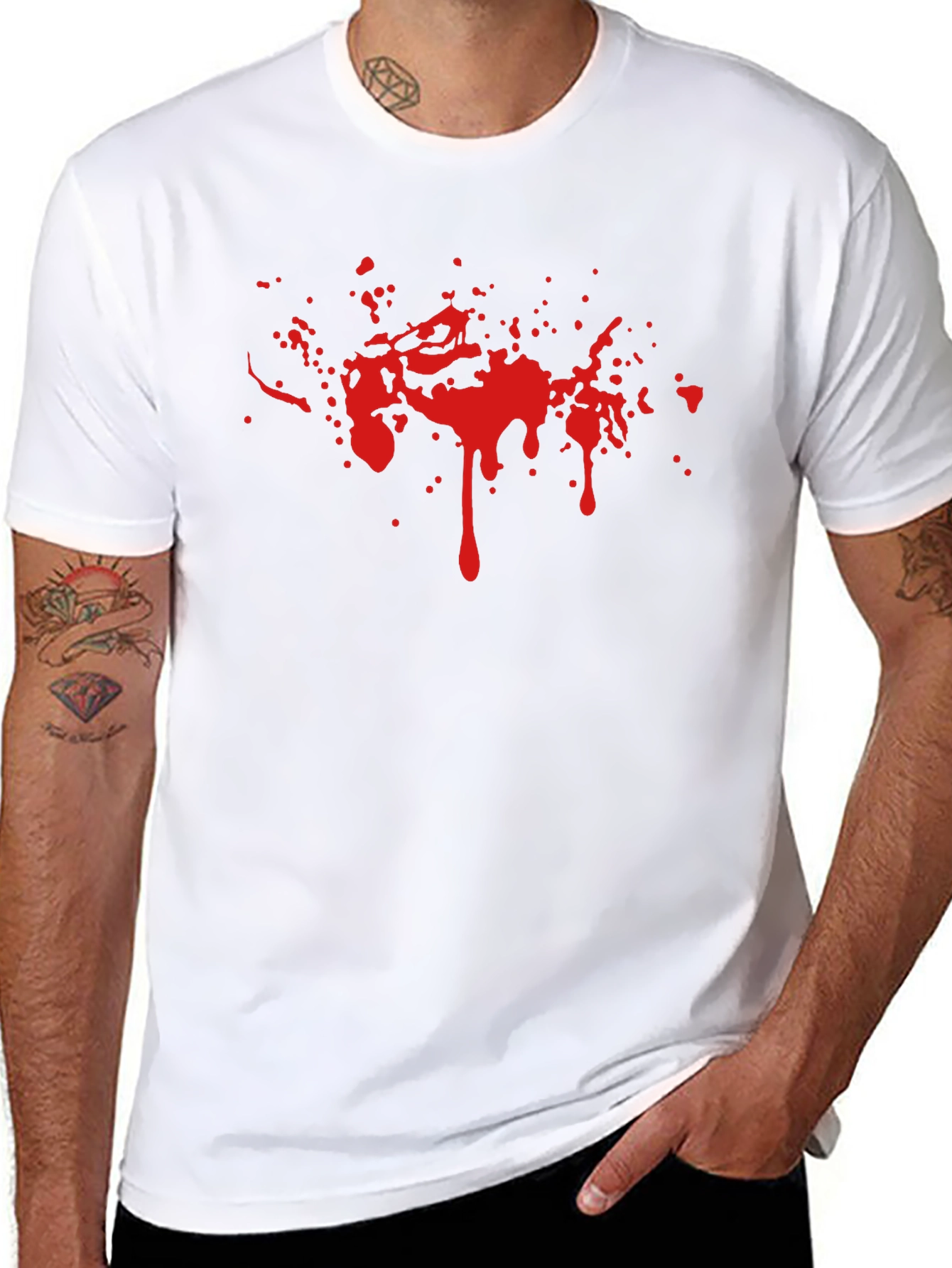 Red Splatter Graphic Black Tee