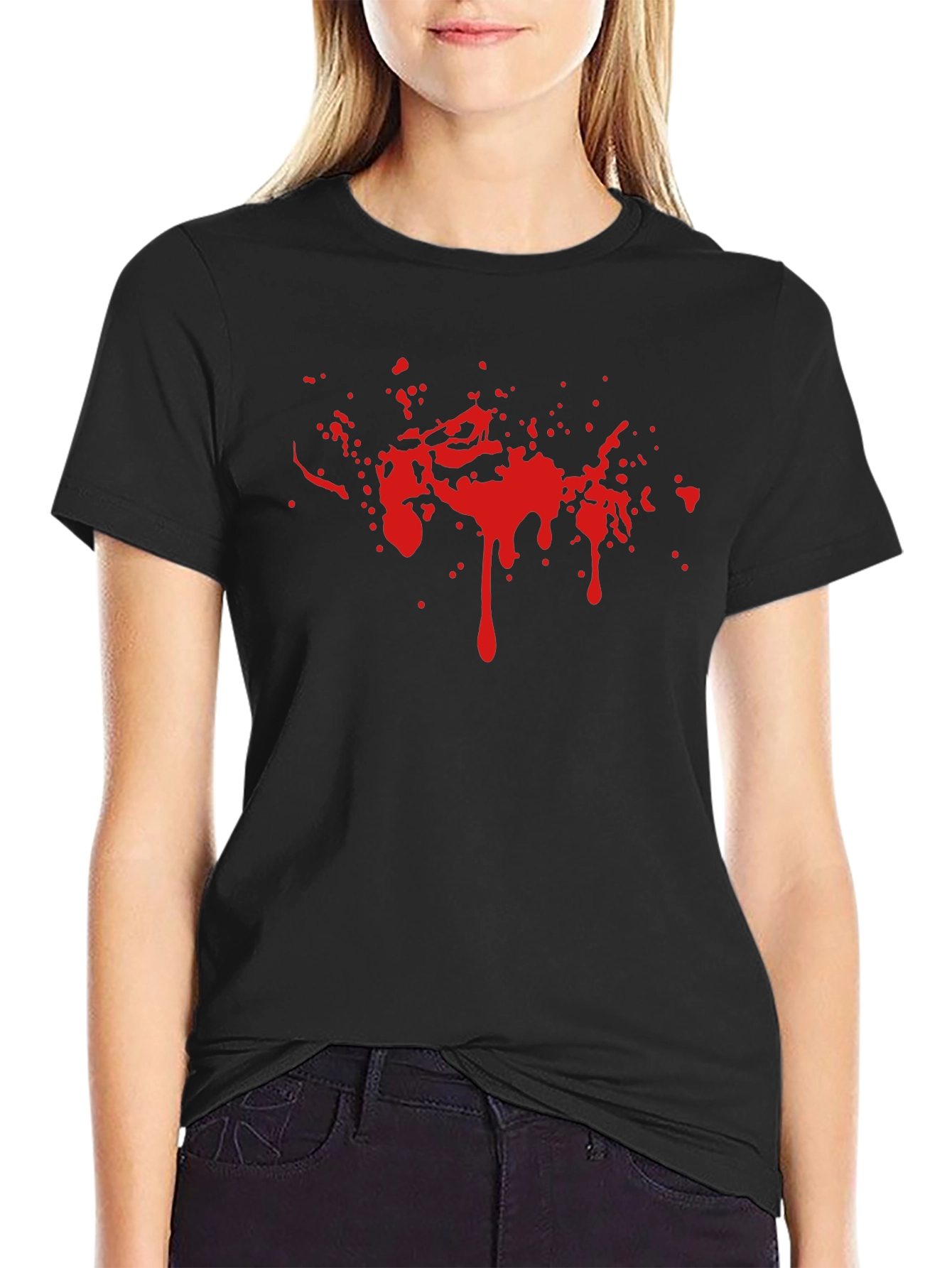 Red Splatter Graphic Black Tee
