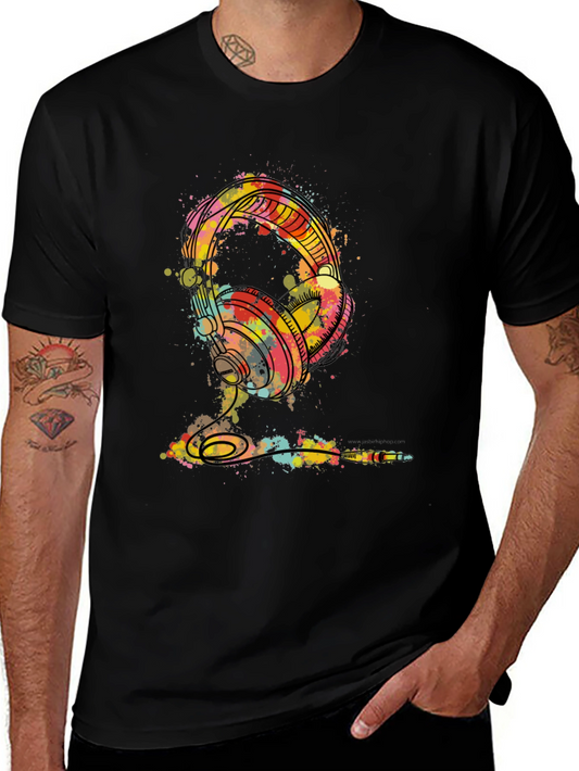Watercolor Headphones Graphic Tee
