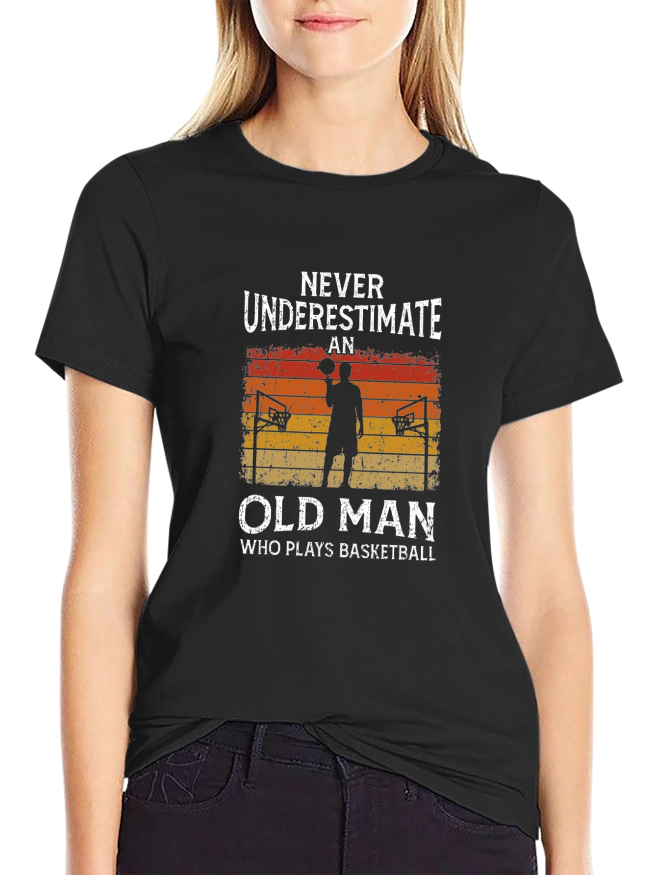 Never Underestimate an Old Man Basketball T-Shirt