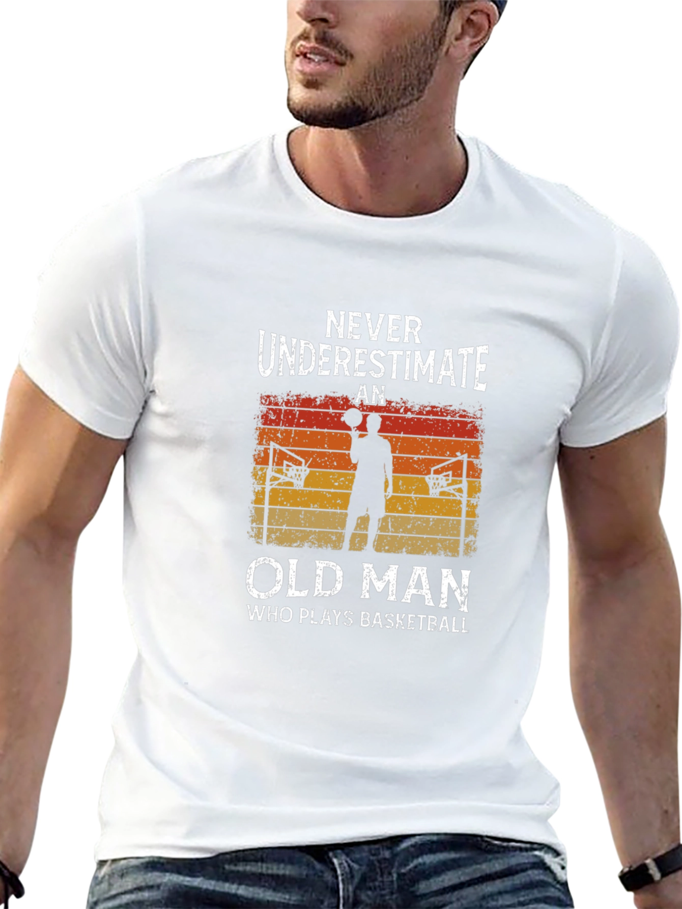 Never Underestimate an Old Man Basketball T-Shirt