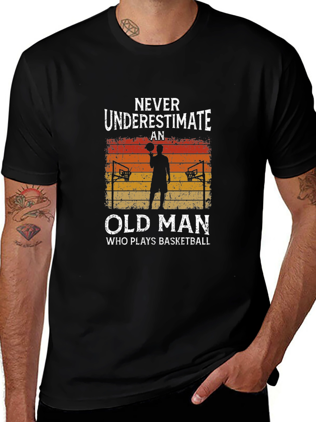 Never Underestimate an Old Man Basketball T-Shirt