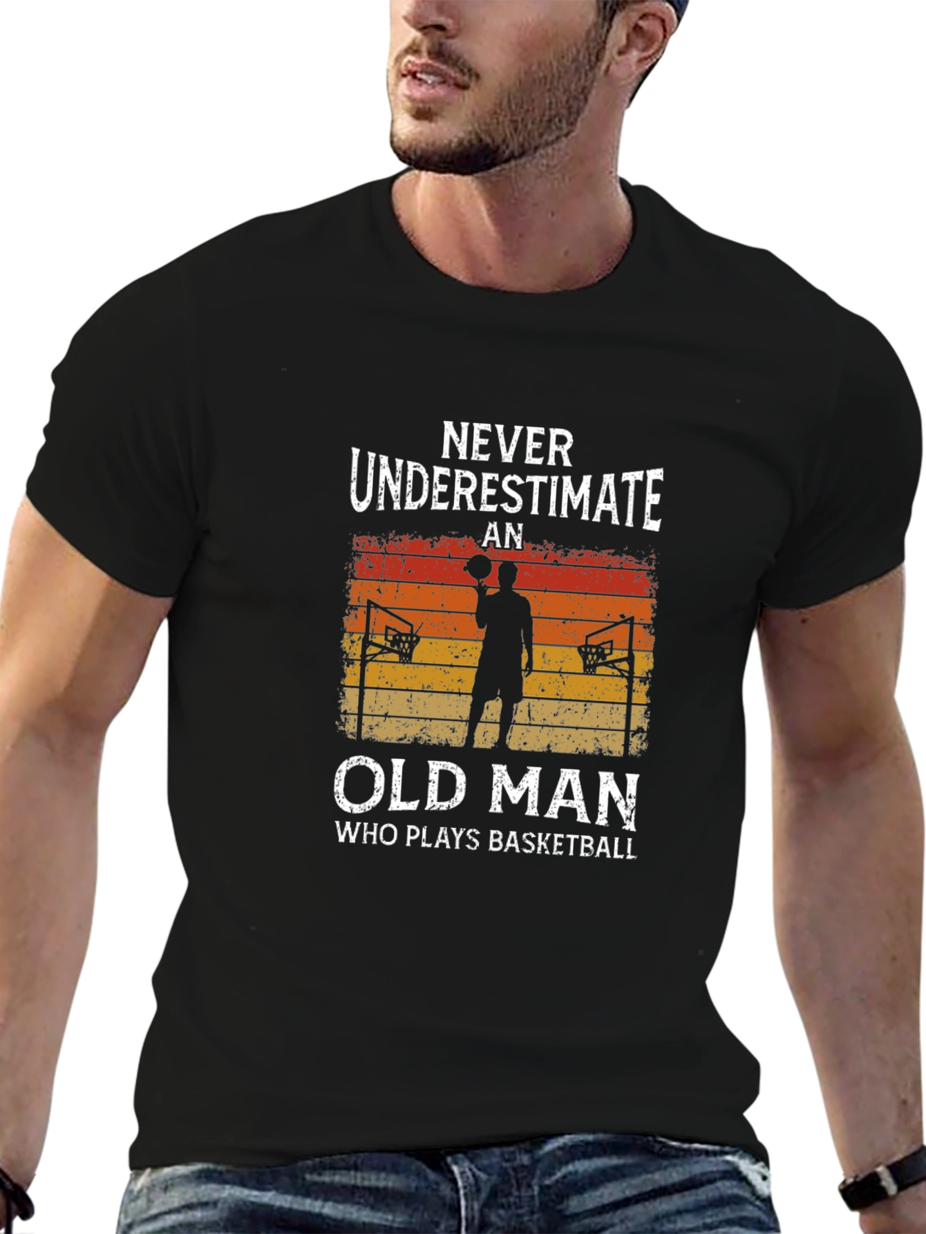 Never Underestimate an Old Man Basketball T-Shirt