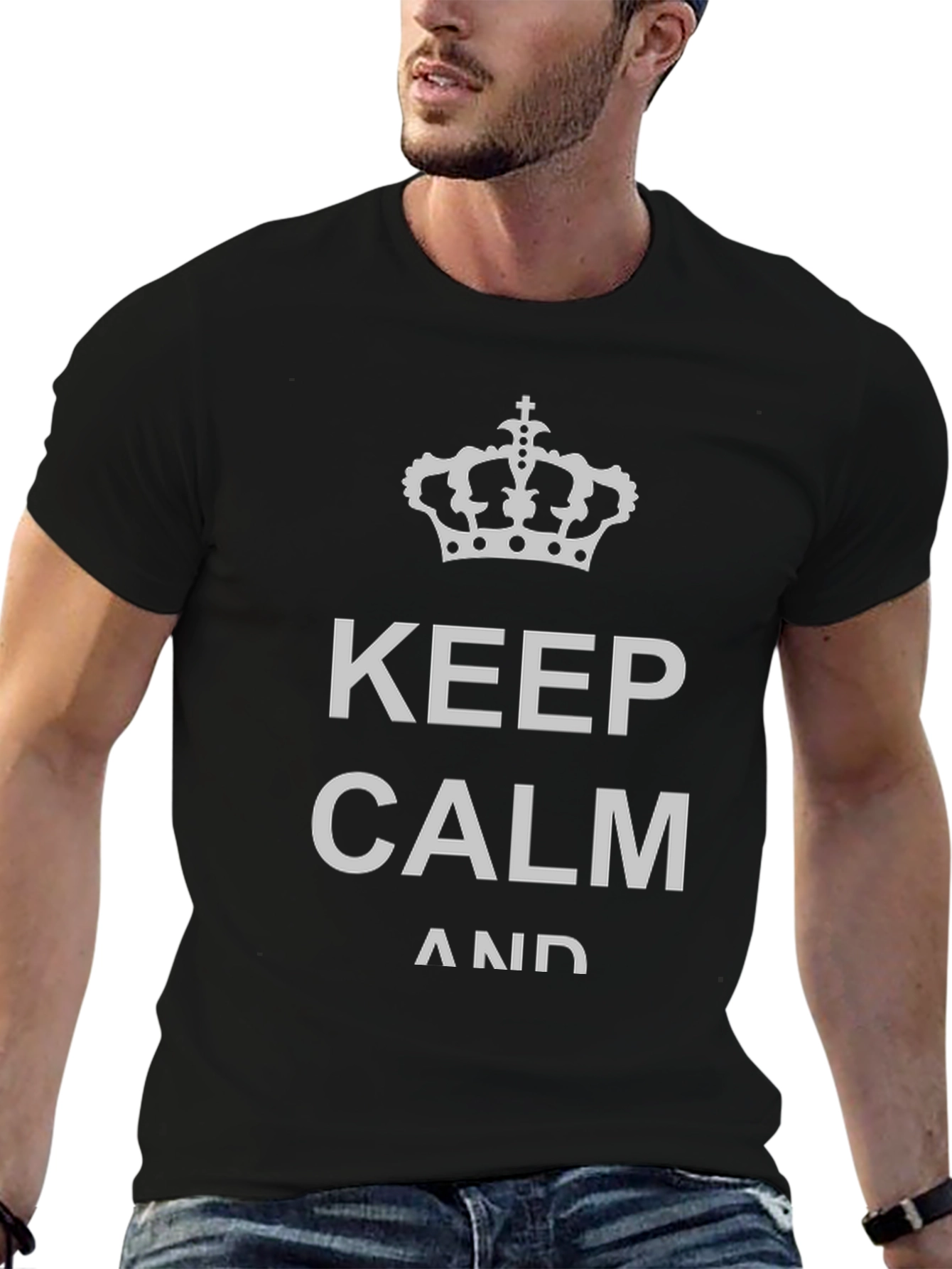 Keep Calm Graphic Tee - Black Cotton T-Shirt