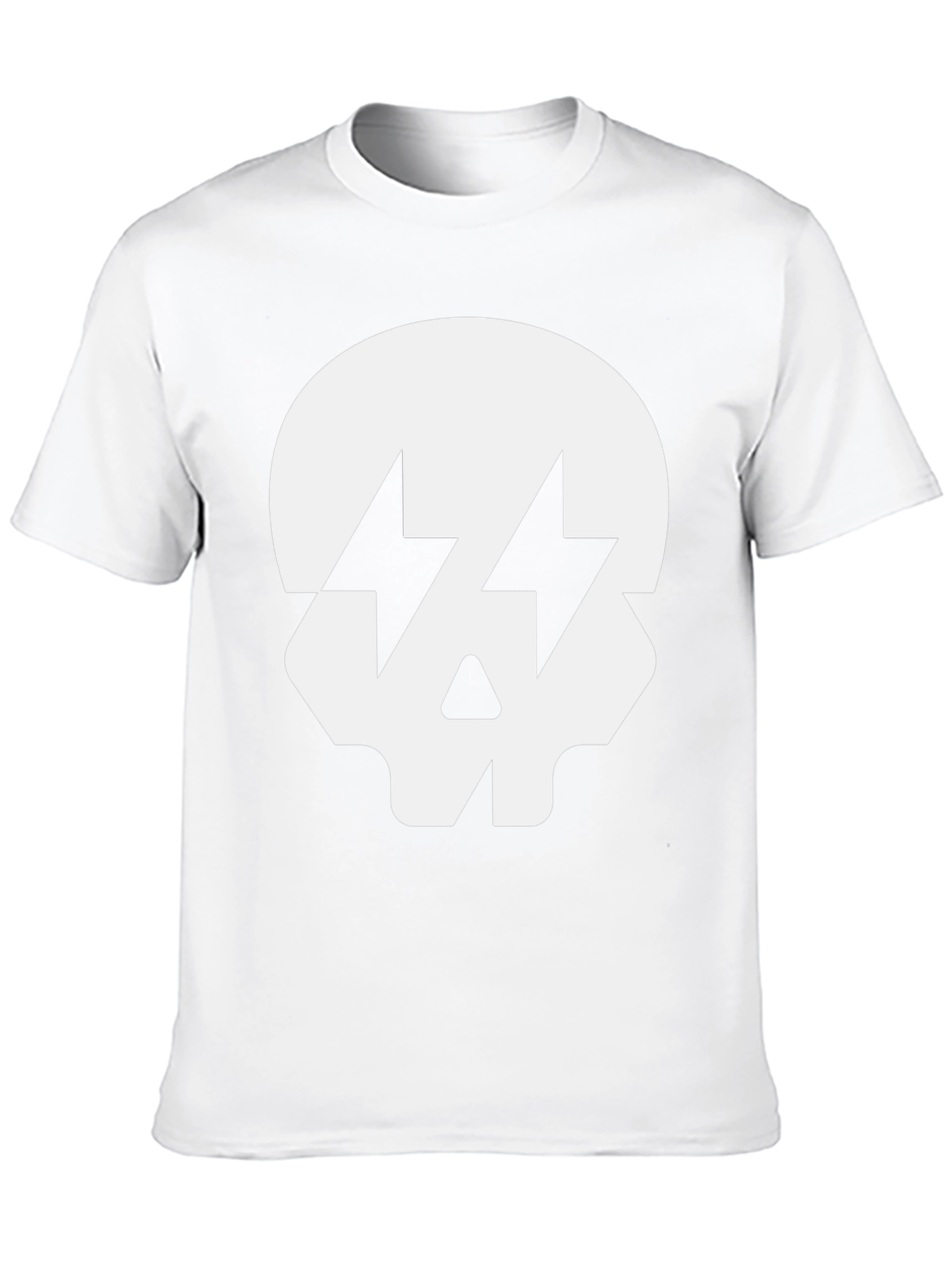 Skull with Lightning Bolt Eyes Black T-Shirt
