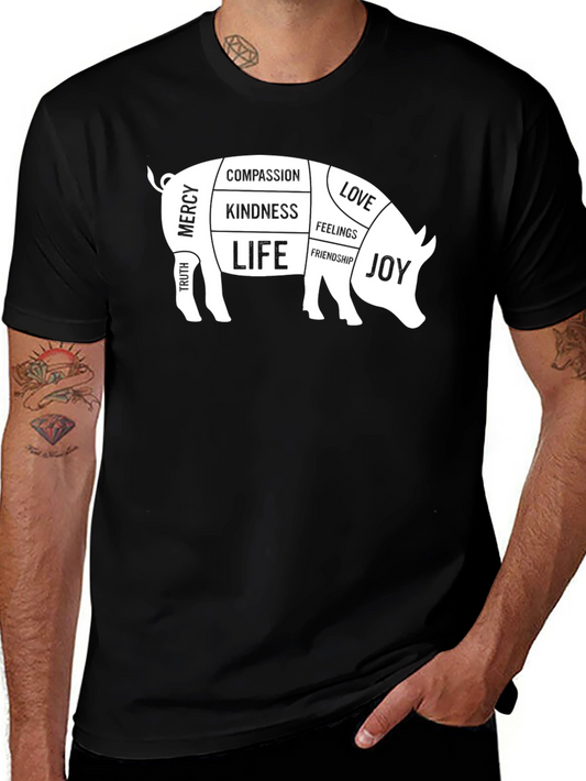 Vegan Pig Anatomy T-Shirt - Kindness Love Joy