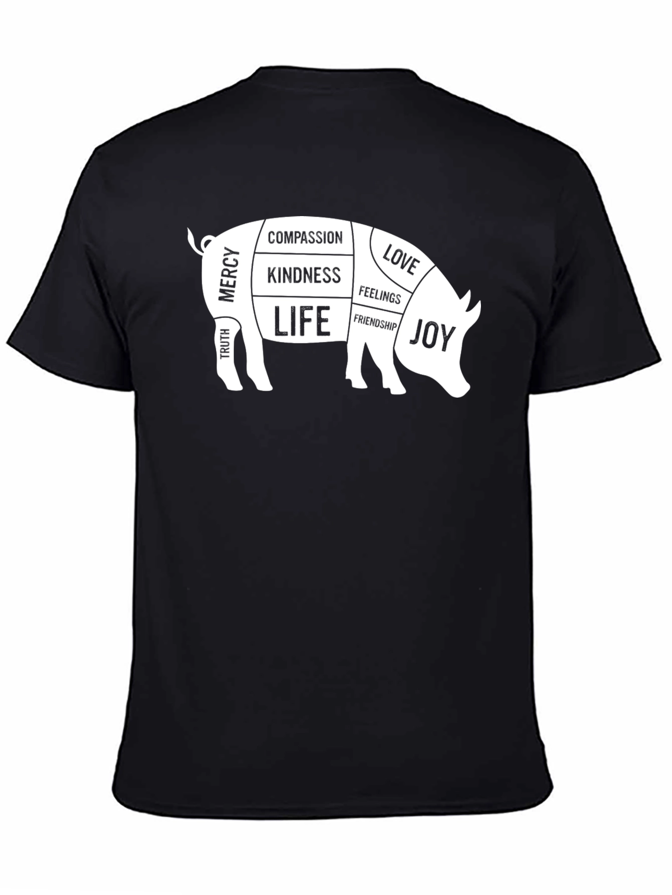 Vegan Pig Anatomy T-Shirt - Kindness Love Joy