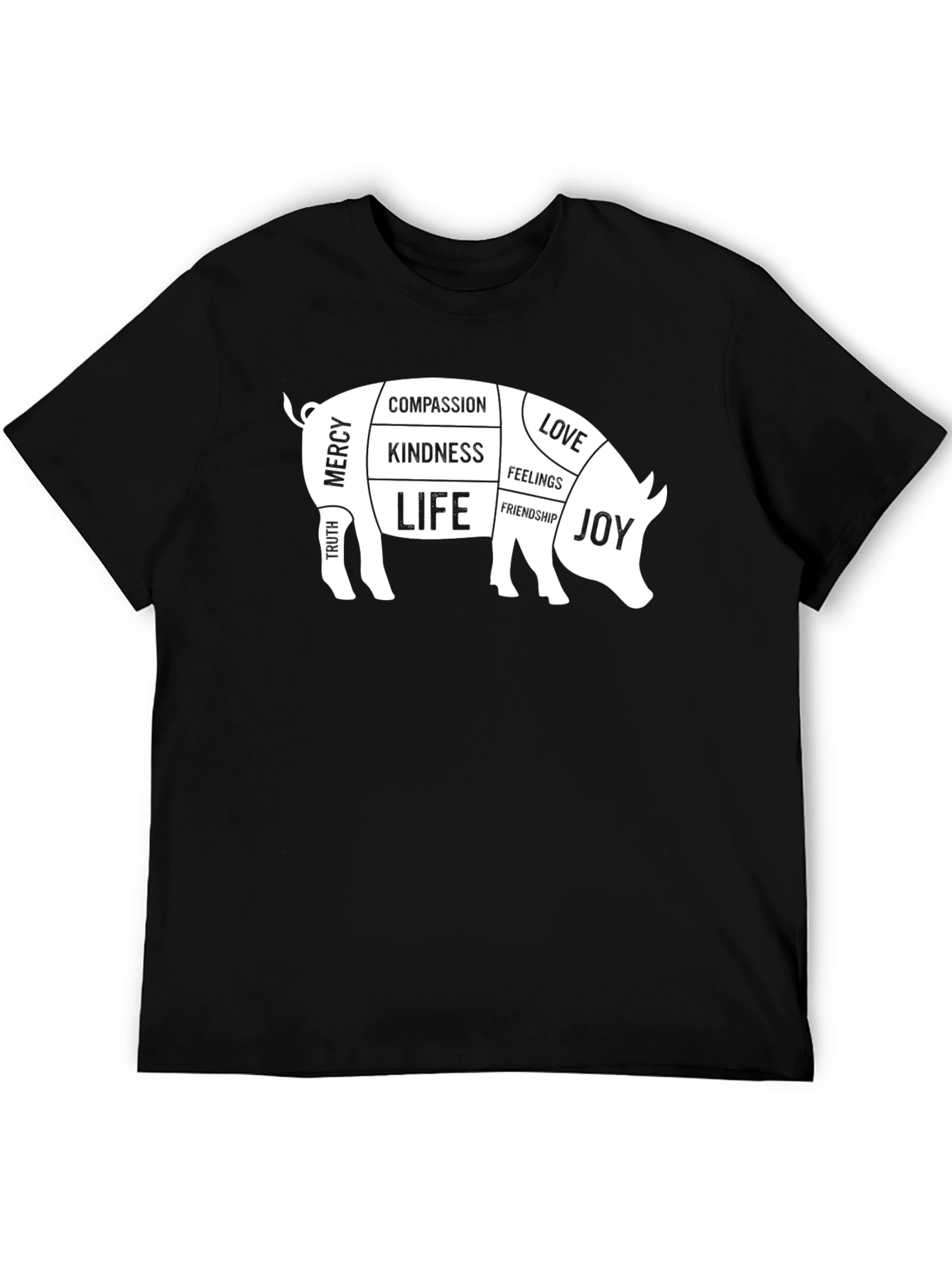 Vegan Pig Anatomy T-Shirt - Kindness Love Joy