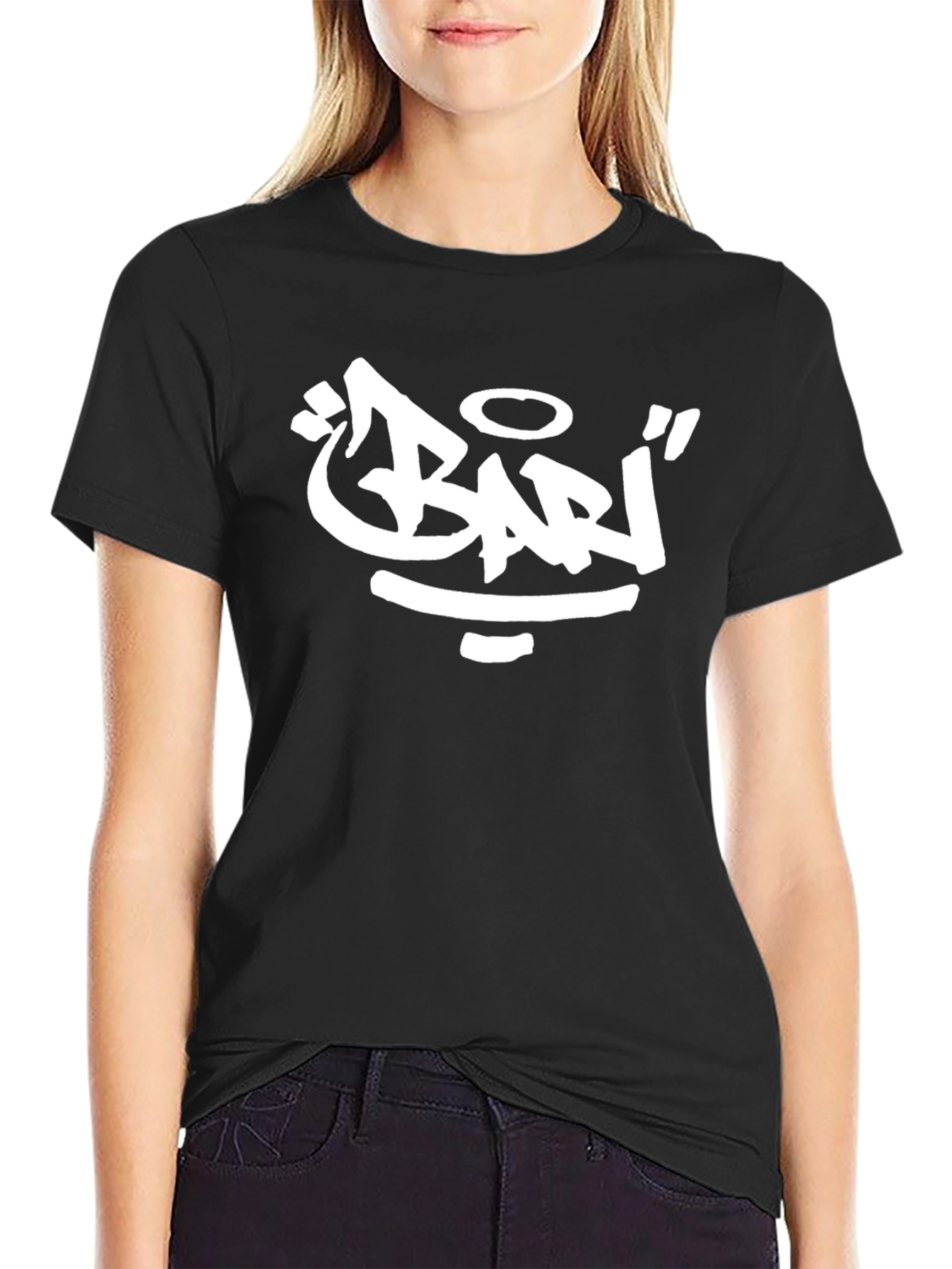 Black Graphic Tee - Bari Graffiti Style Print