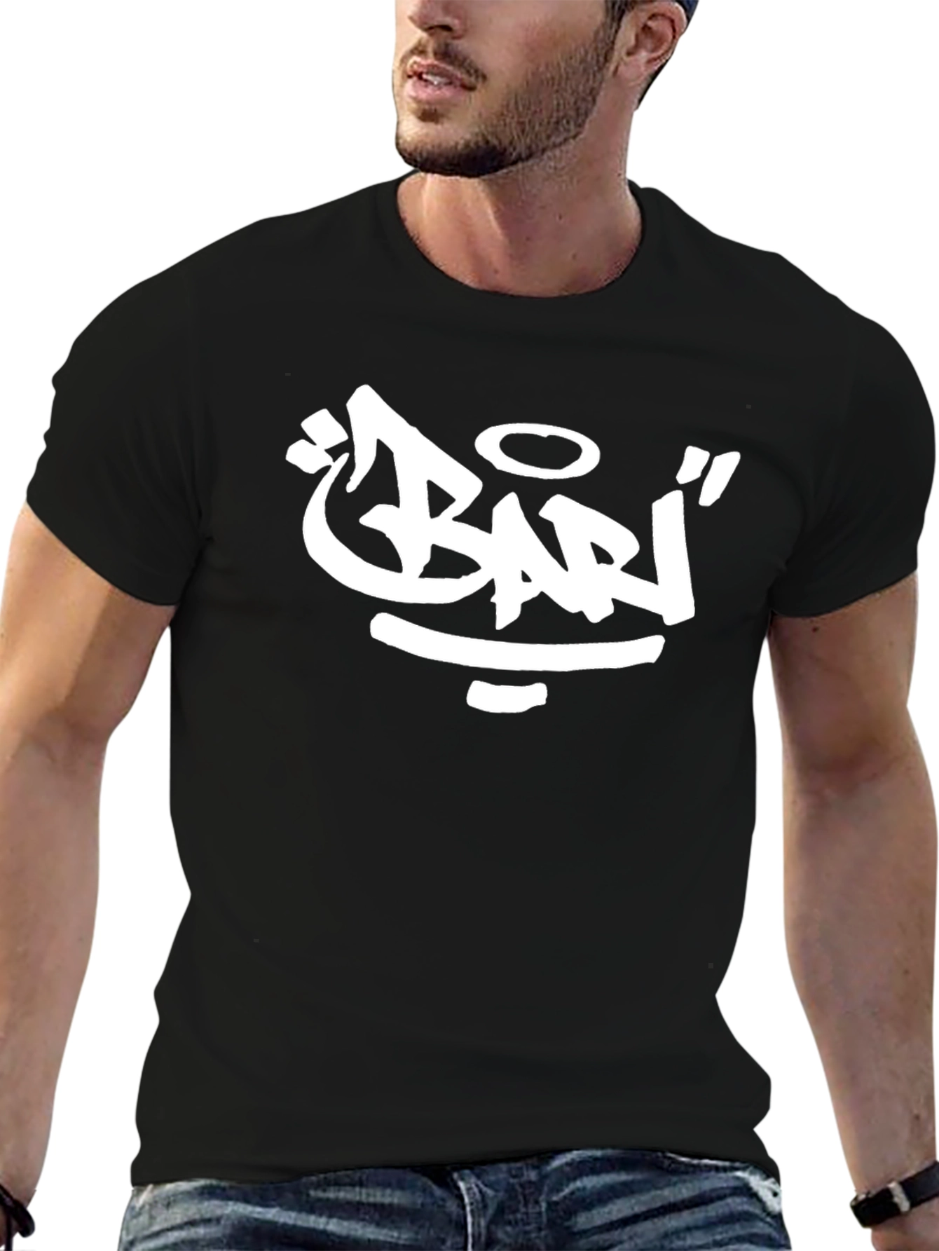 Black Graphic Tee - Bari Graffiti Style Print