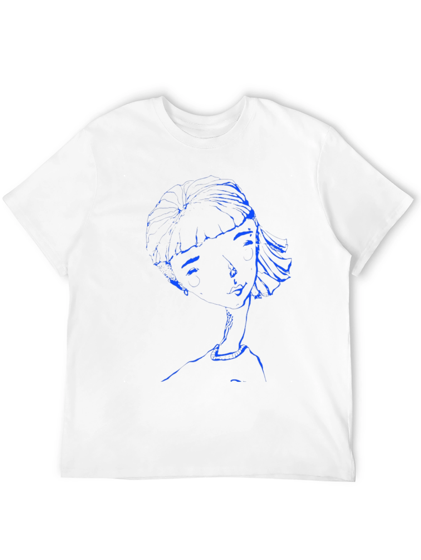 Abstract Blue Woman Graphic Black T-Shirt