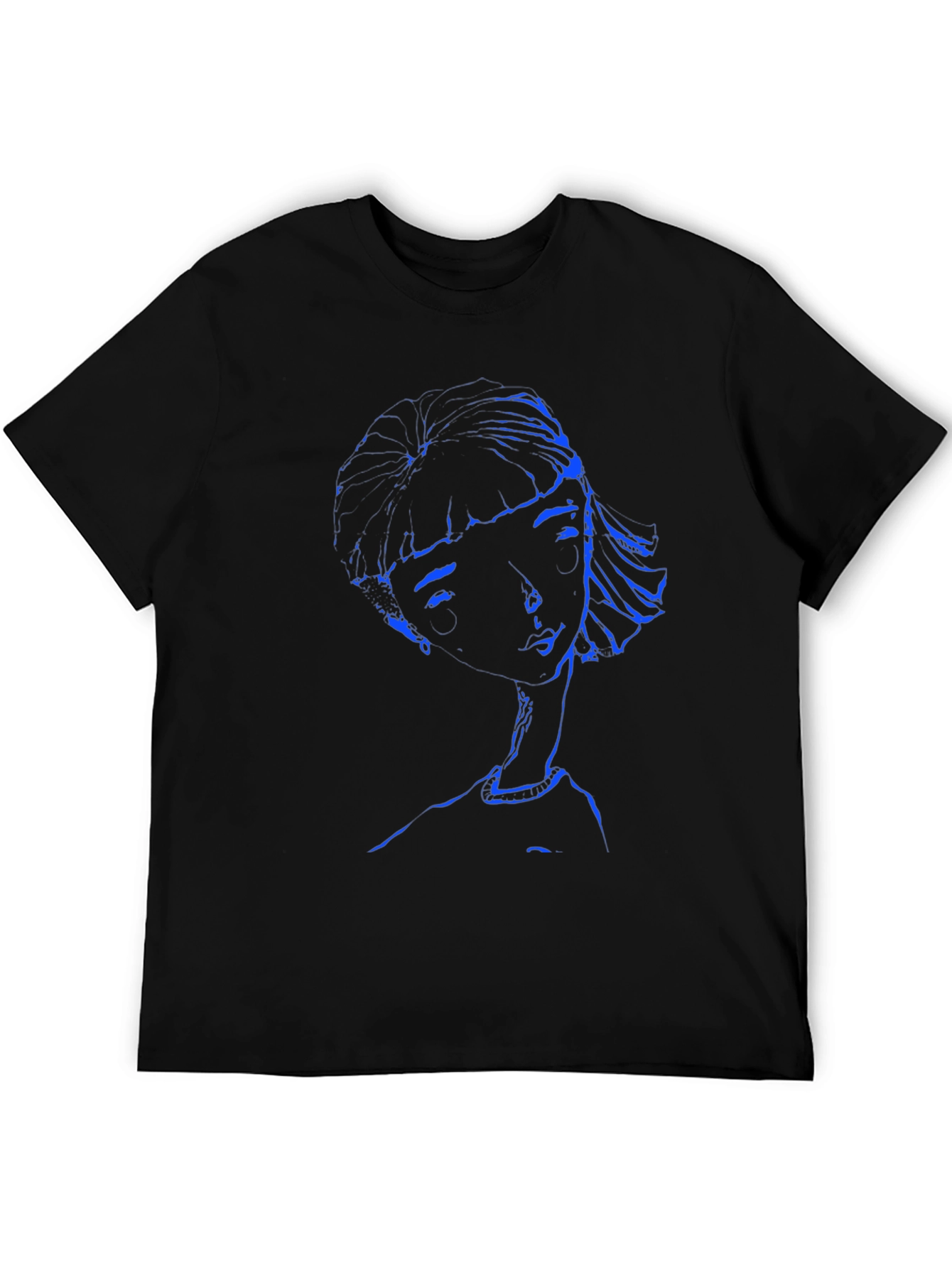 Abstract Blue Woman Graphic Black T-Shirt