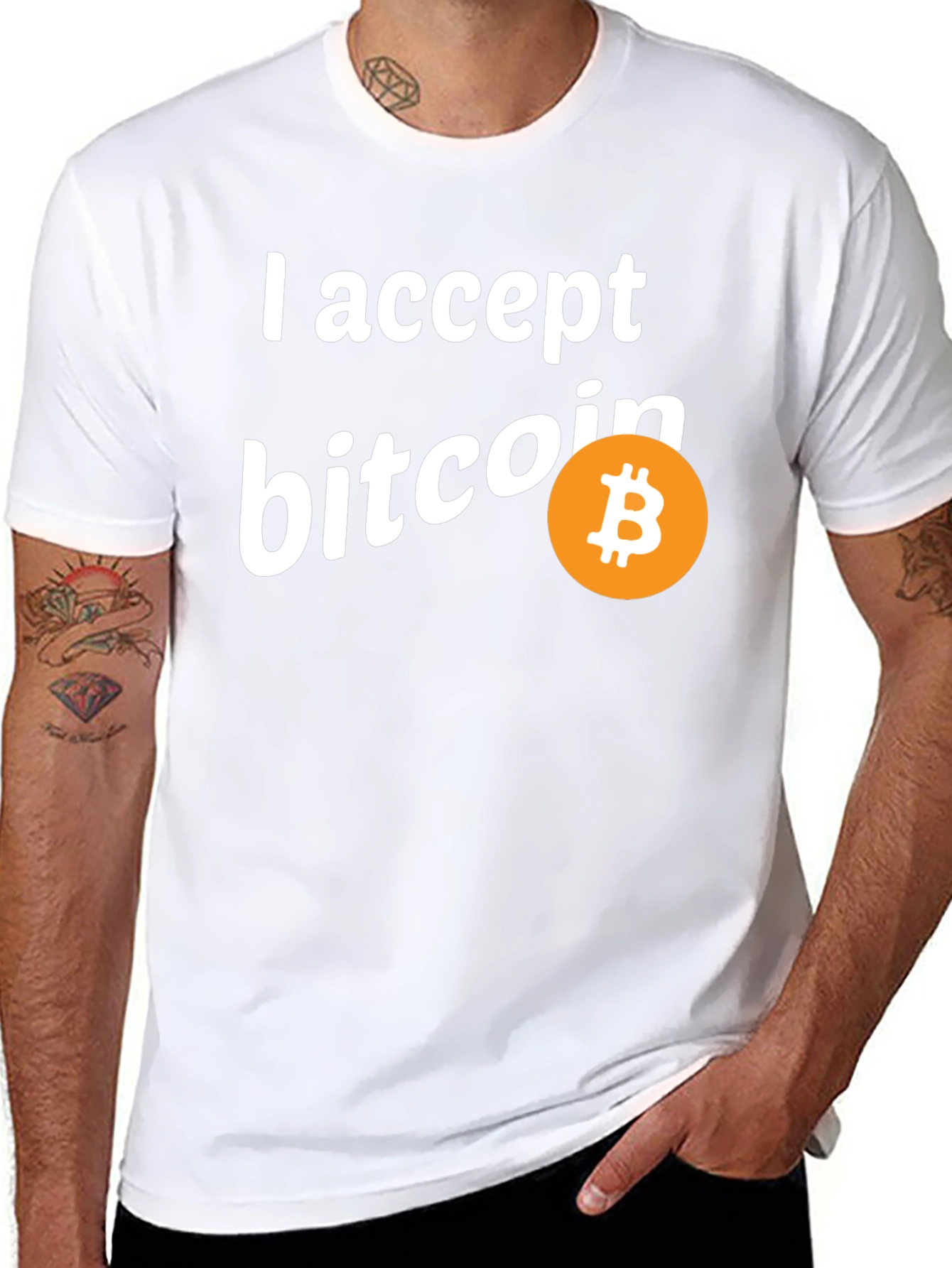 I Accept Bitcoin Black T-Shirt Crypto Currency Tee