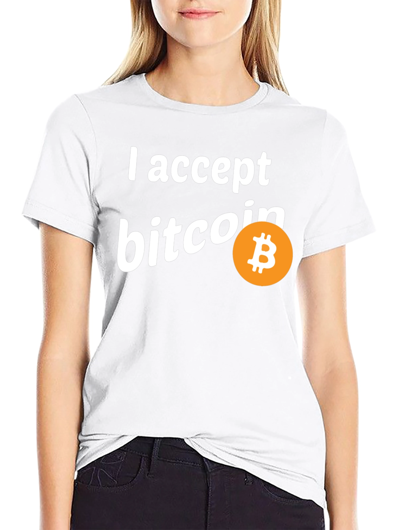 I Accept Bitcoin Black T-Shirt Crypto Currency Tee