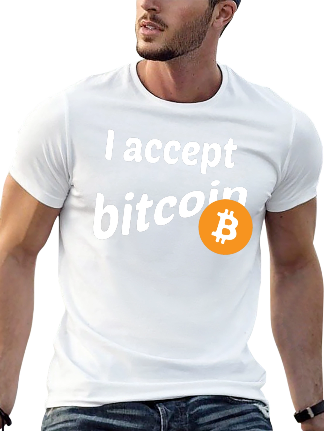 I Accept Bitcoin Black T-Shirt Crypto Currency Tee