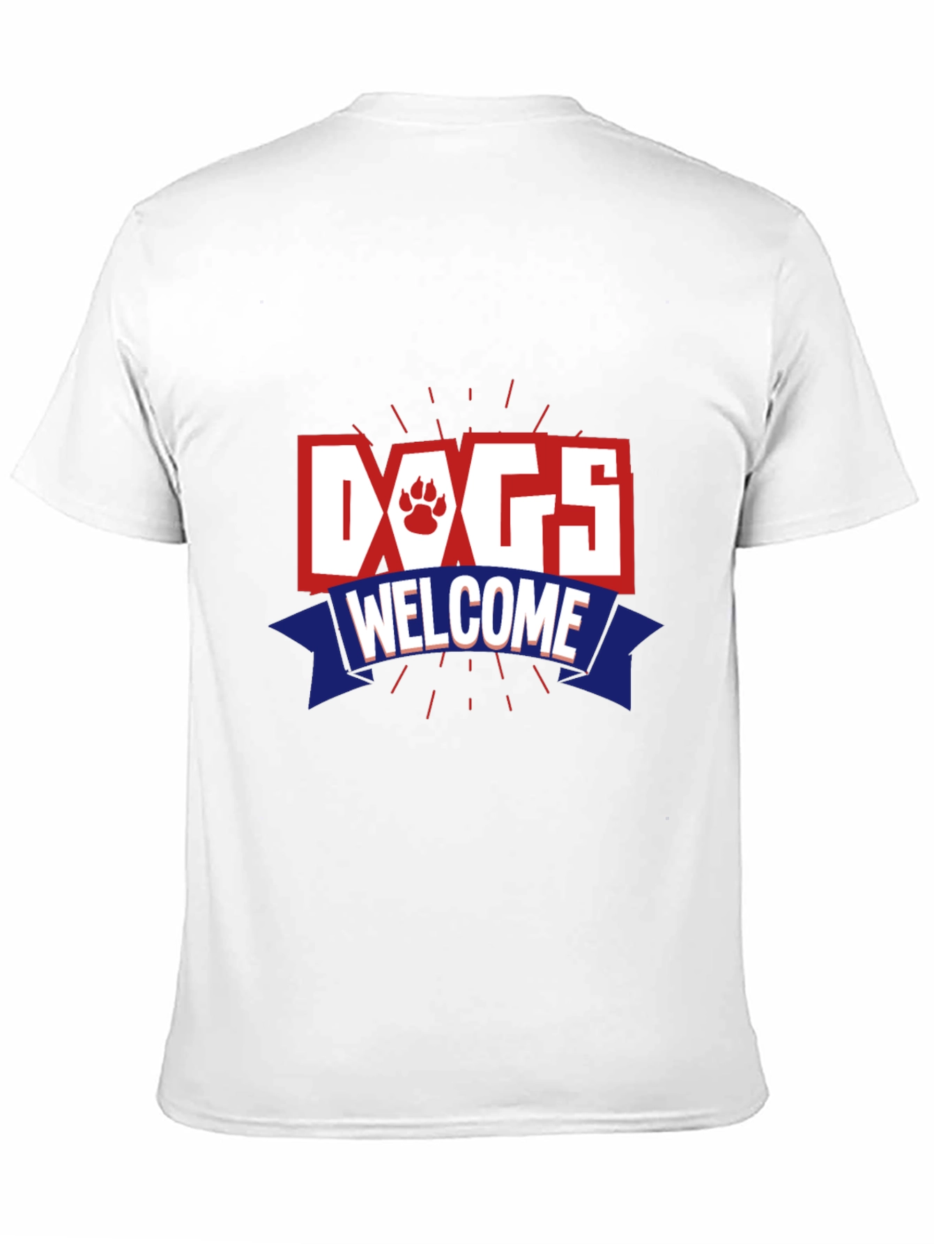 Dogs Welcome Graphic Print Crew Neck T-Shirt
