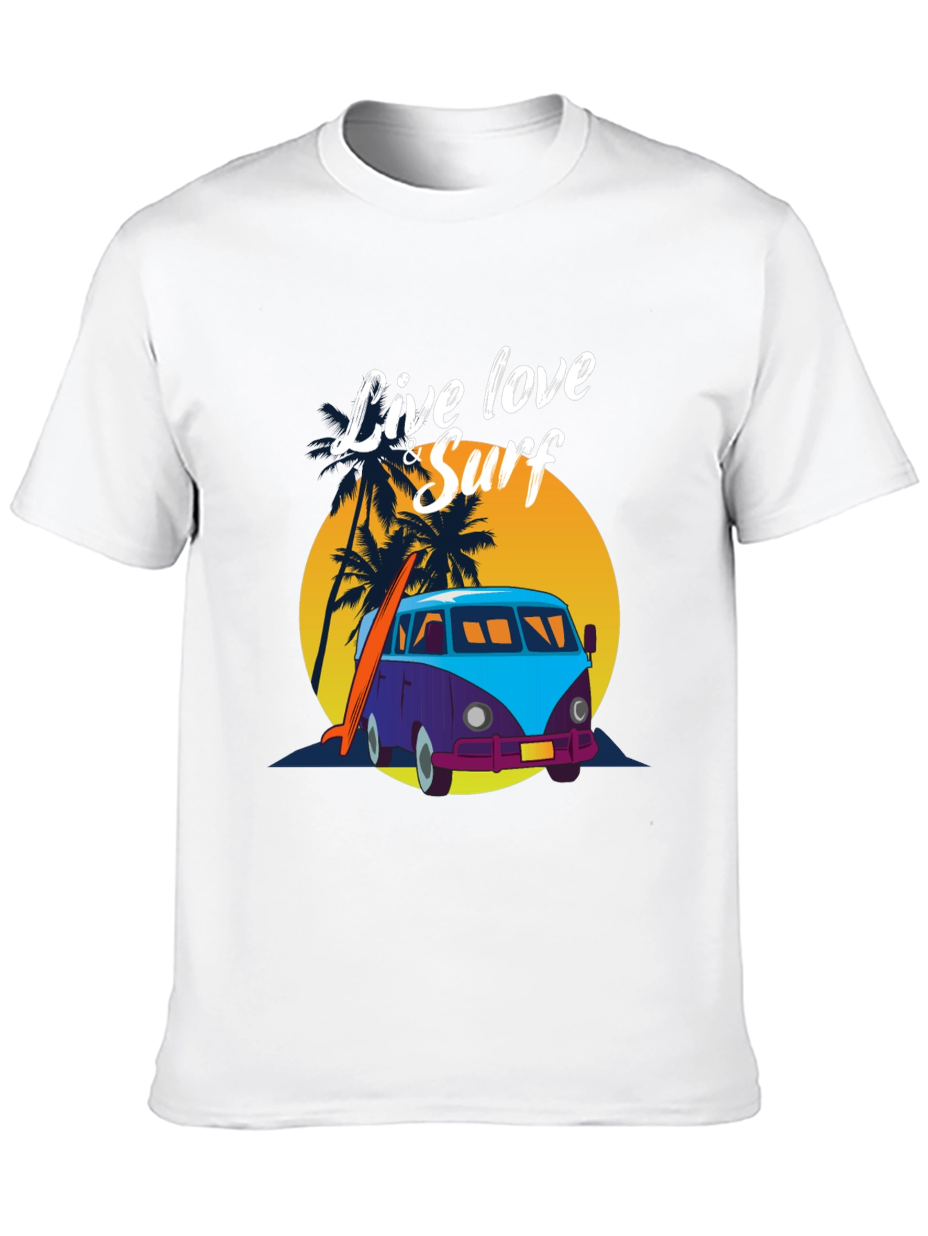 Live Love & Surf Tee - Retro Van Design